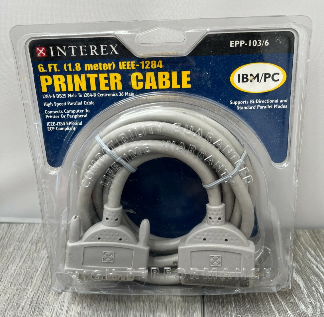 Interex IEEE-1284 EPP-103/6 6FT High Speed Parallel Printer Cable