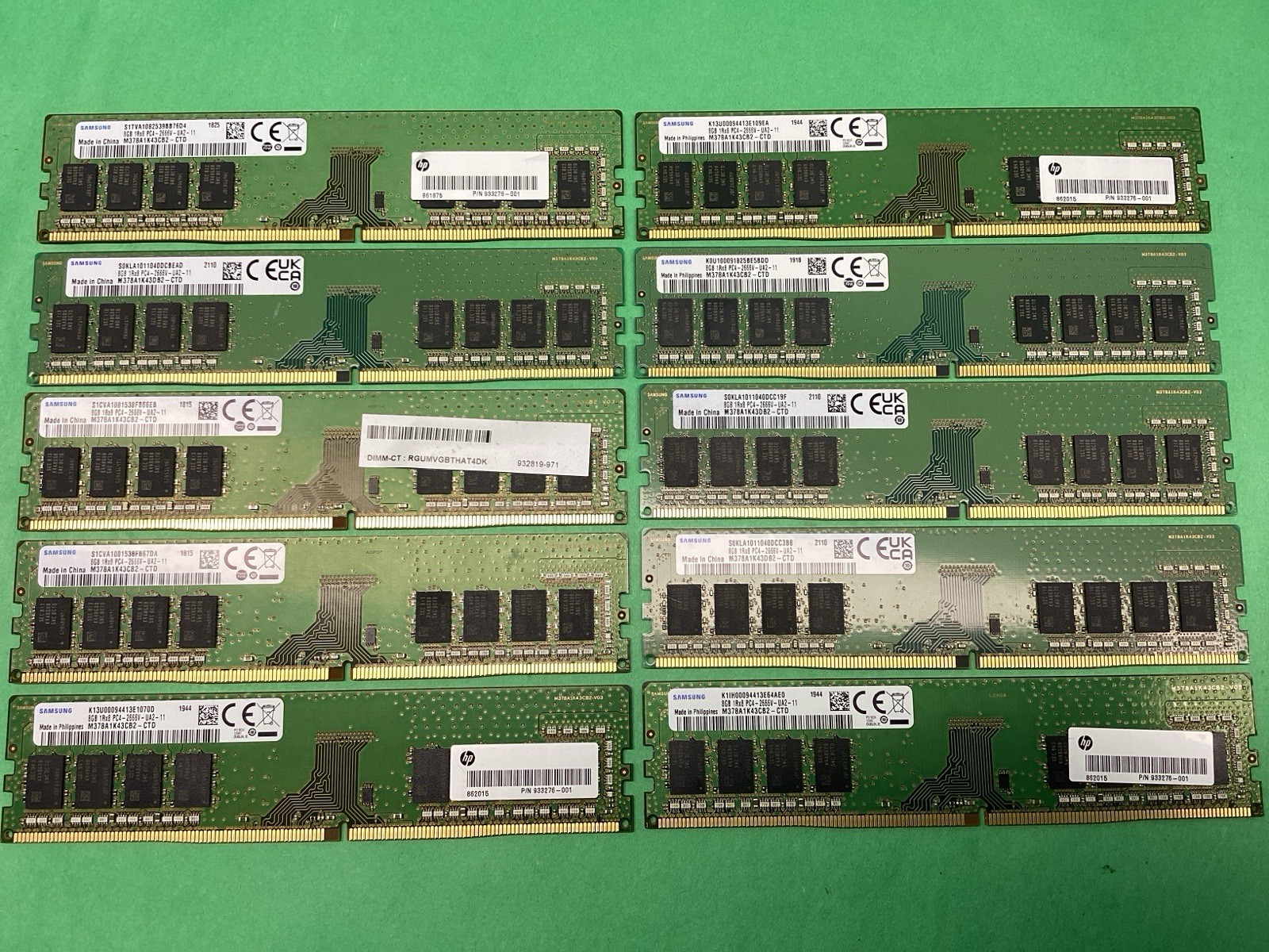 LOT OF 10 - Samsung DDR4 PC4-2666 Various Desktop RAM - TESTED