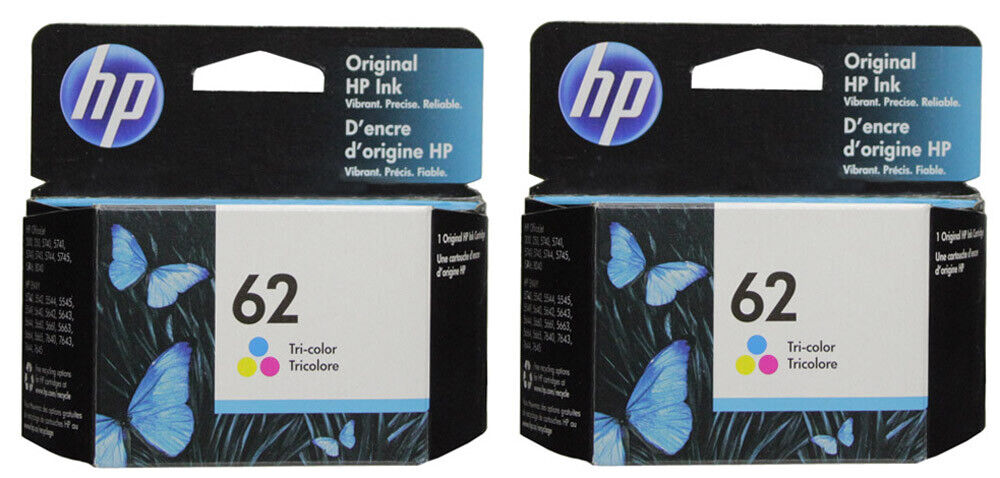 HP #62 C2P06AN Color Ink Cartridge 2 pack NEW GENUINE