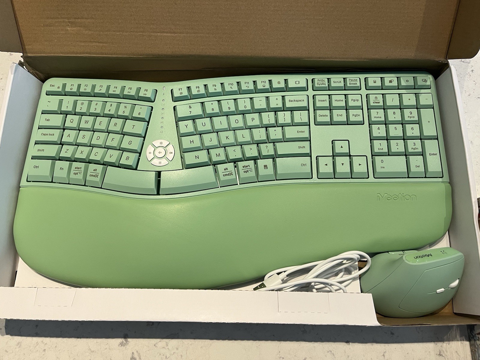 Meetion DirectorC 2.4GHz Wireless Ergonomic Keyboard Mouse Combo Green