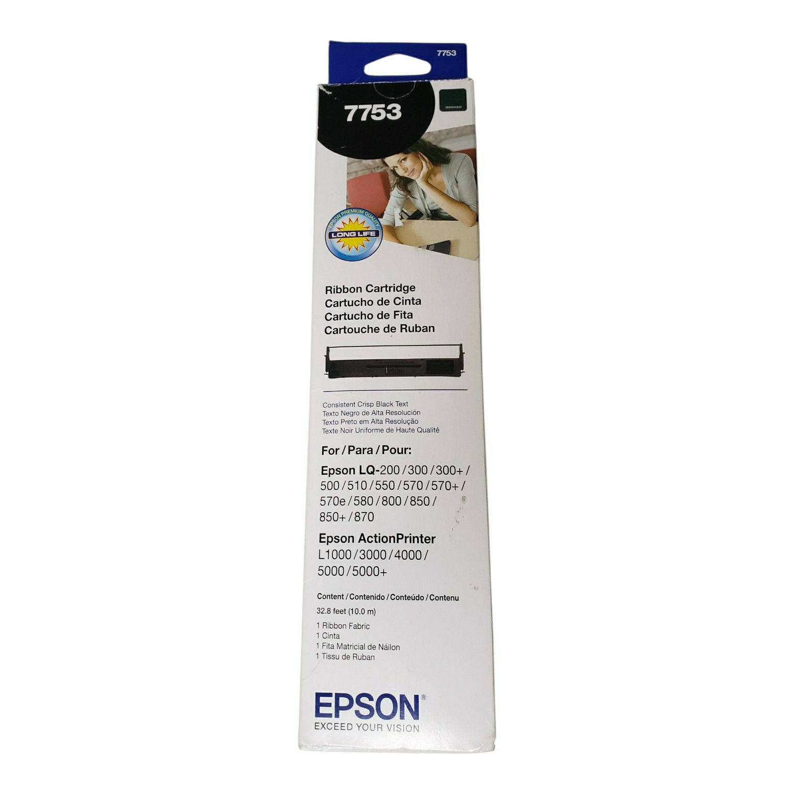 Genuine EPSON 7753 Black Ribbon Cartridge for Dot Matrix Printers