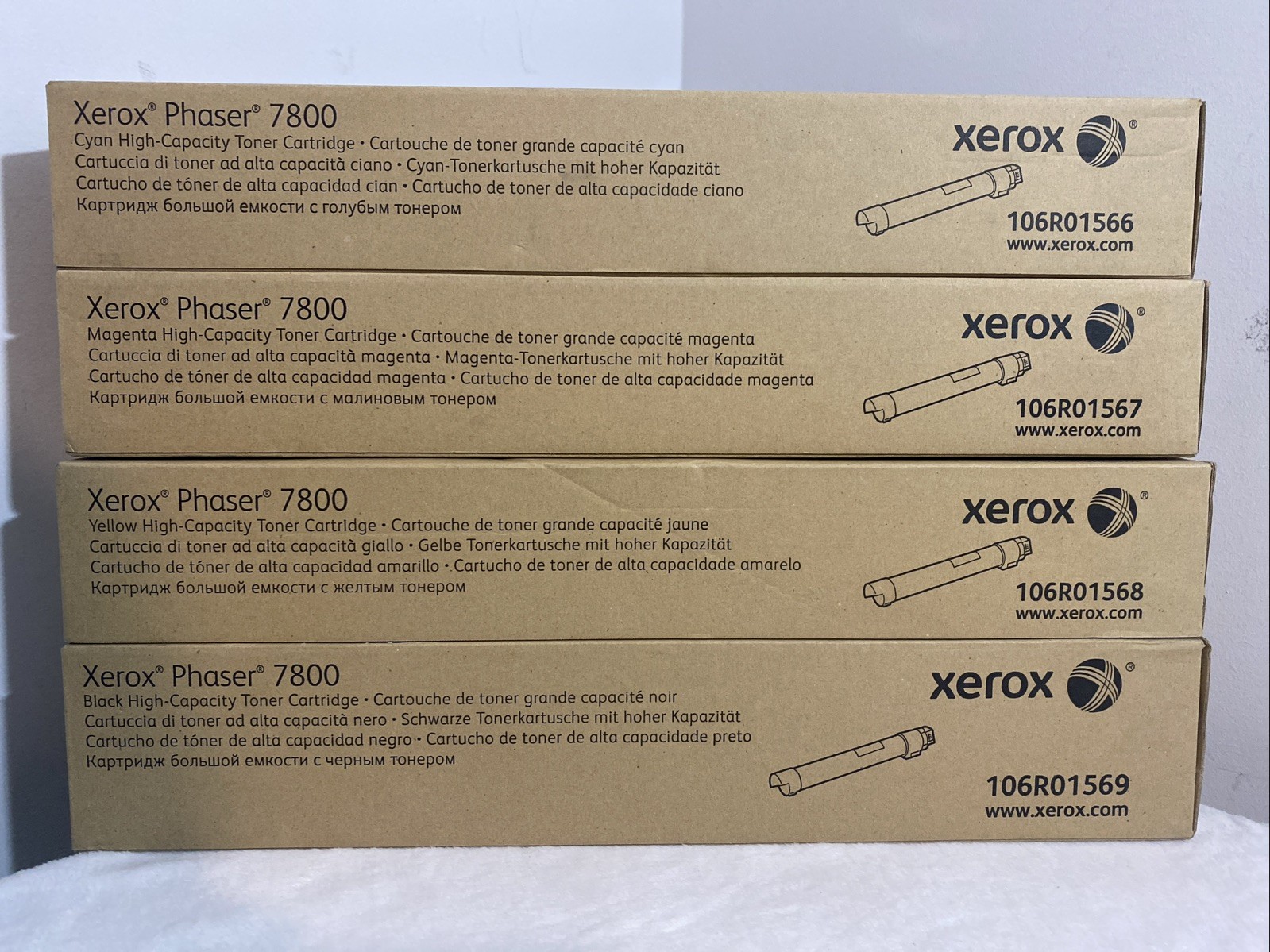 Set Of 4 Genuine Xorex Phaser 7800 Toner Cartridges Set BK CMY  Brand New in Box