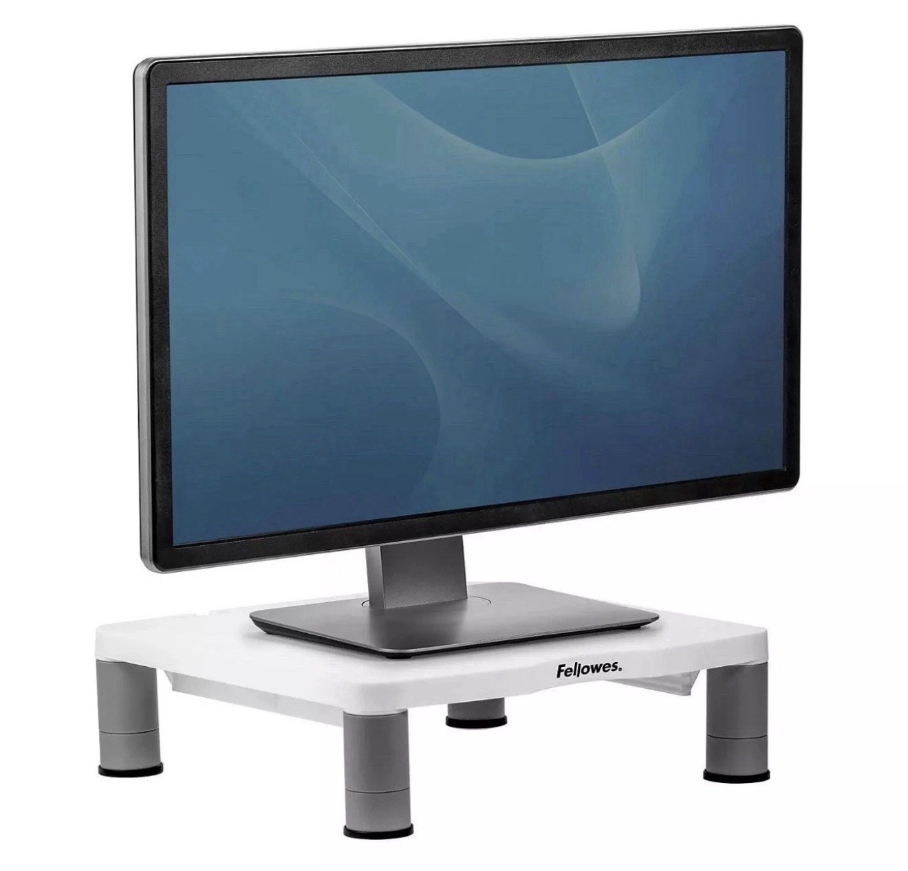 Set Of 2 Fellowes Standard Monitor Riser Platinum/Graphite 91712 - New Open Box