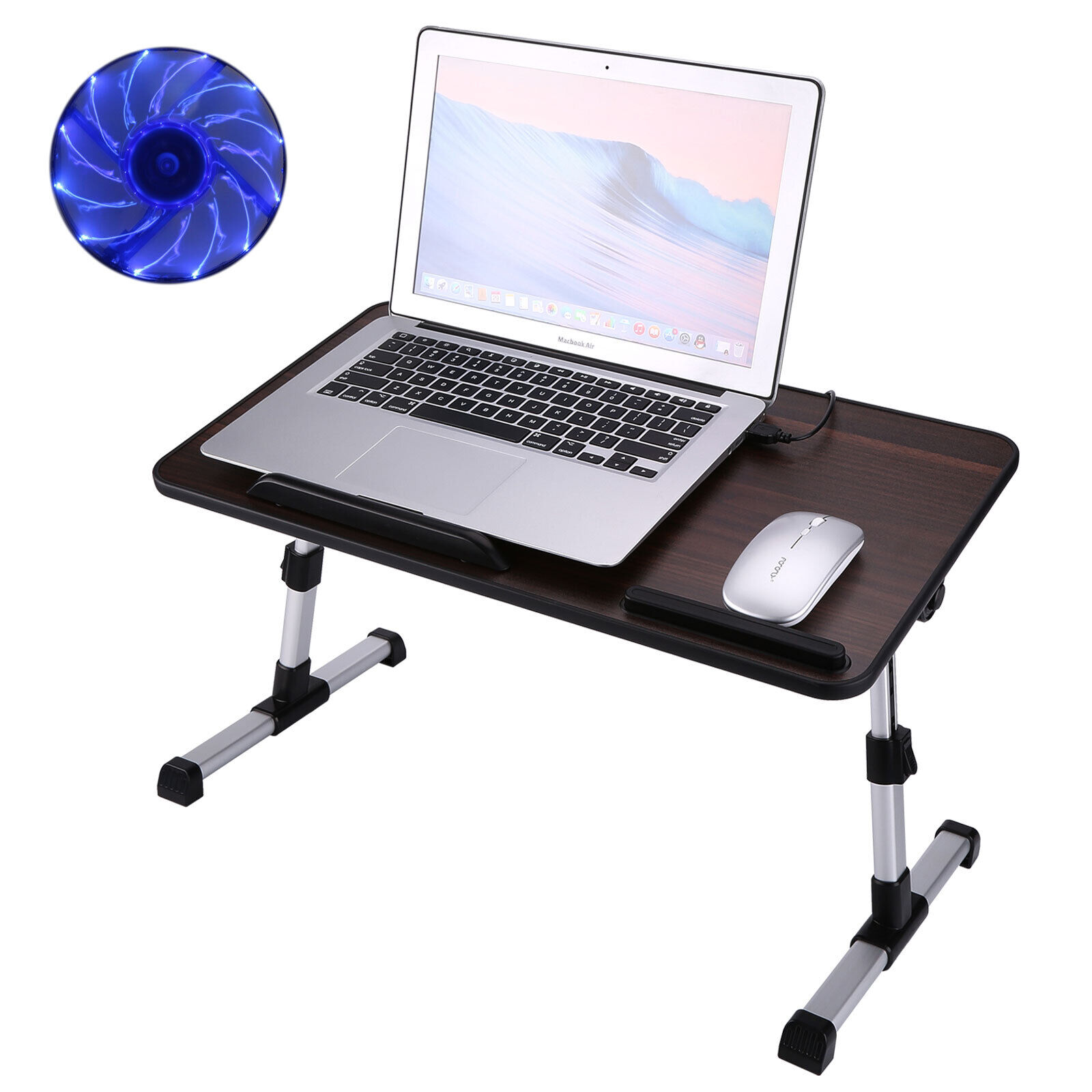 Adjustable Laptop Table Stand Lap Tray Sofa Bed Notebook Cooling Fans Lap Riser