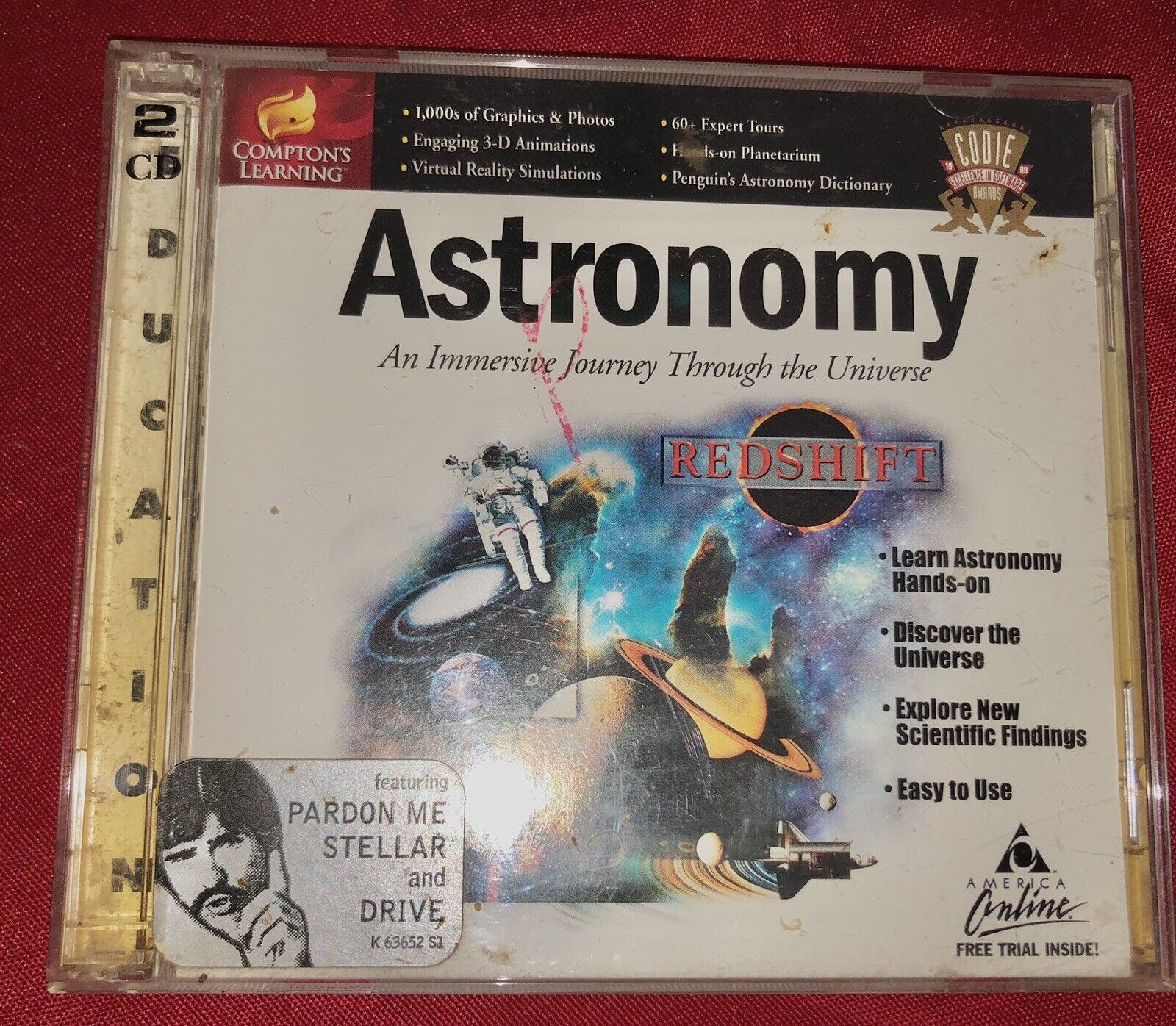 (DIRTY)ASTRONOMY Compton's Learning 1999 vtg Windows 2-CD-Rom set PC Multimedia