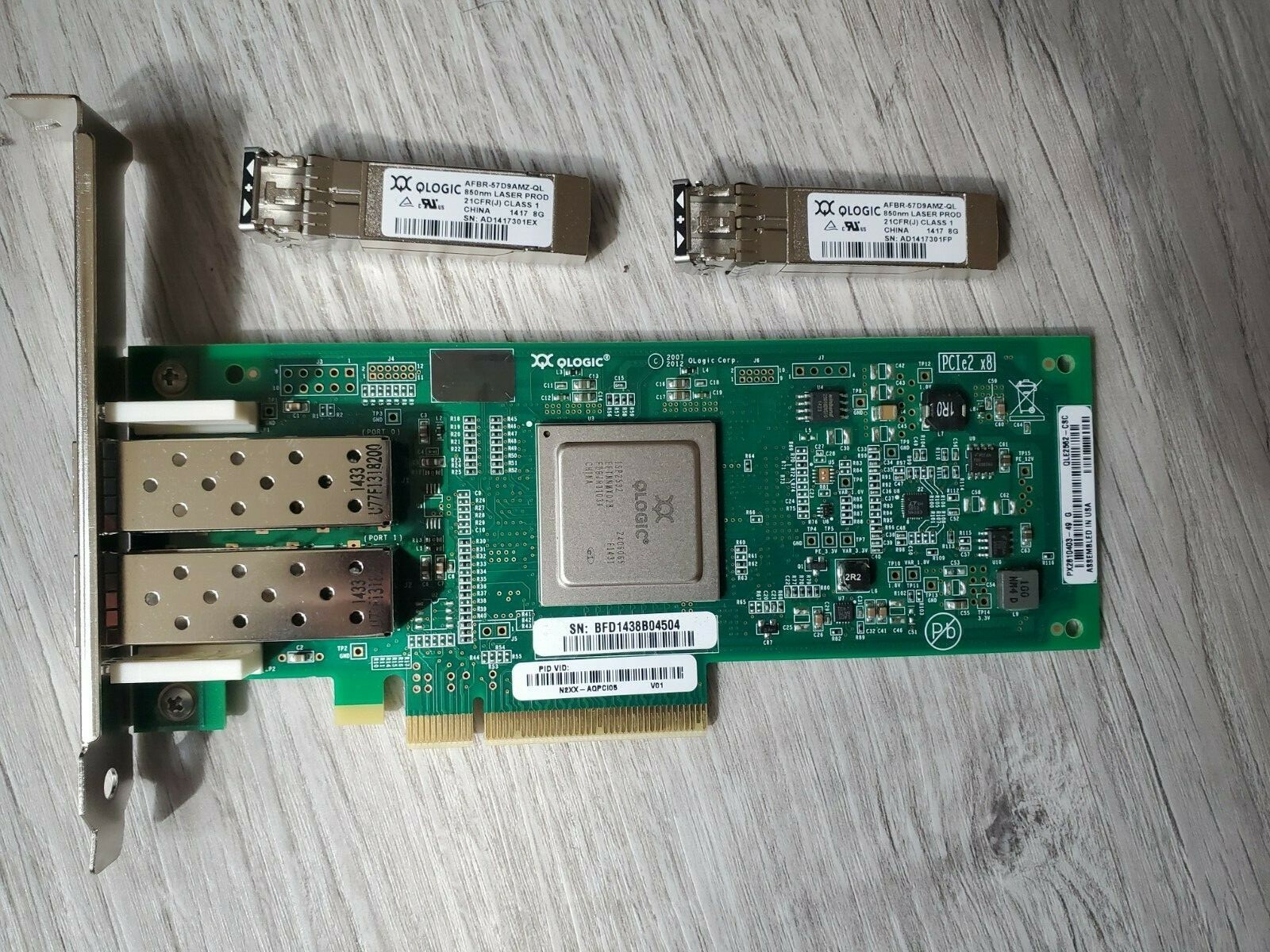 CISCO N2XX-AQPCI05, QLOGIC QLE2562-CSC 2-PORT FIBER CHANNEL CARD W/ 2 8GB SFP