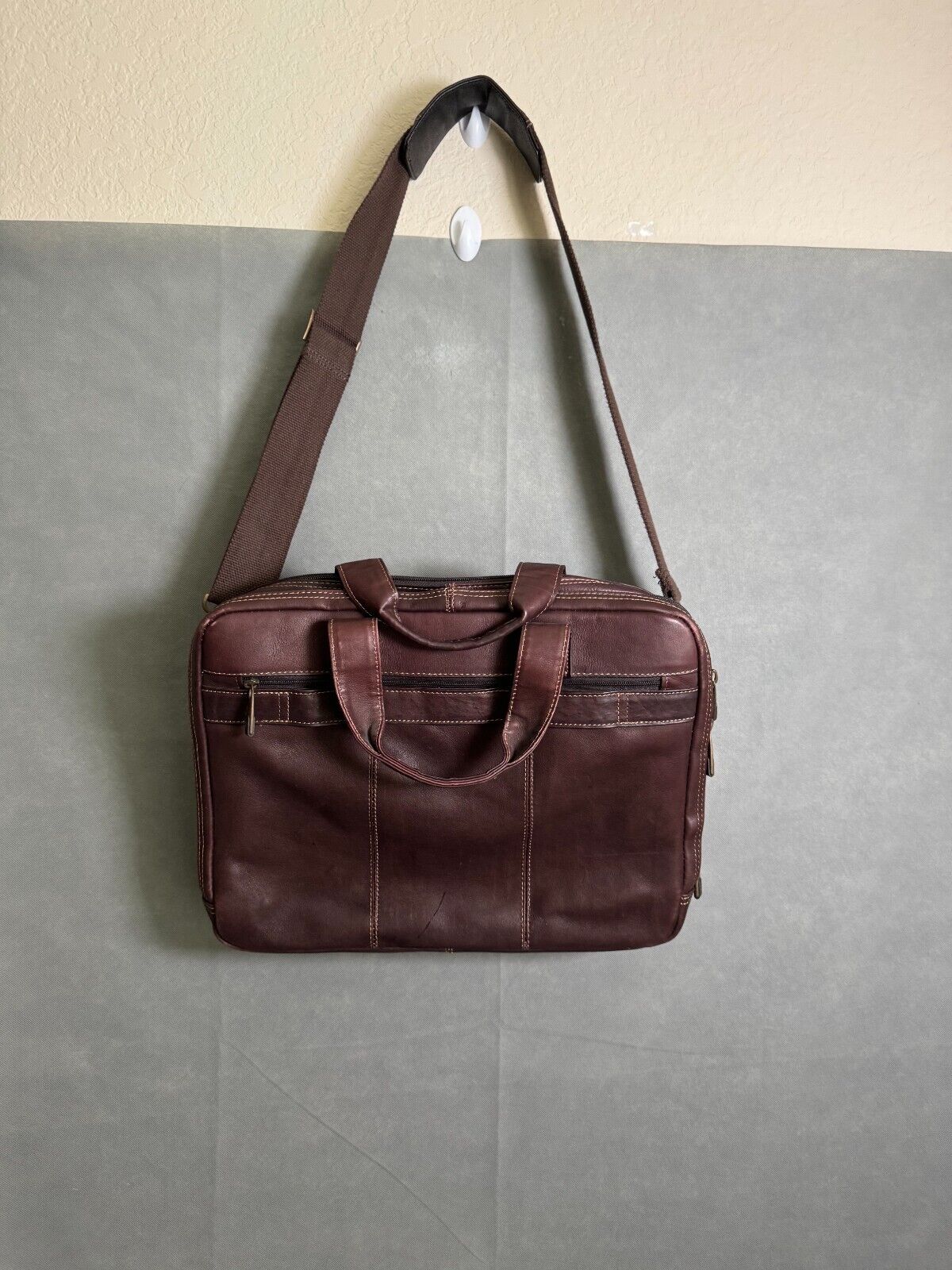 Samsonite Brown Leather Distressed Bag Briefcase Messenger Shoulder Bag