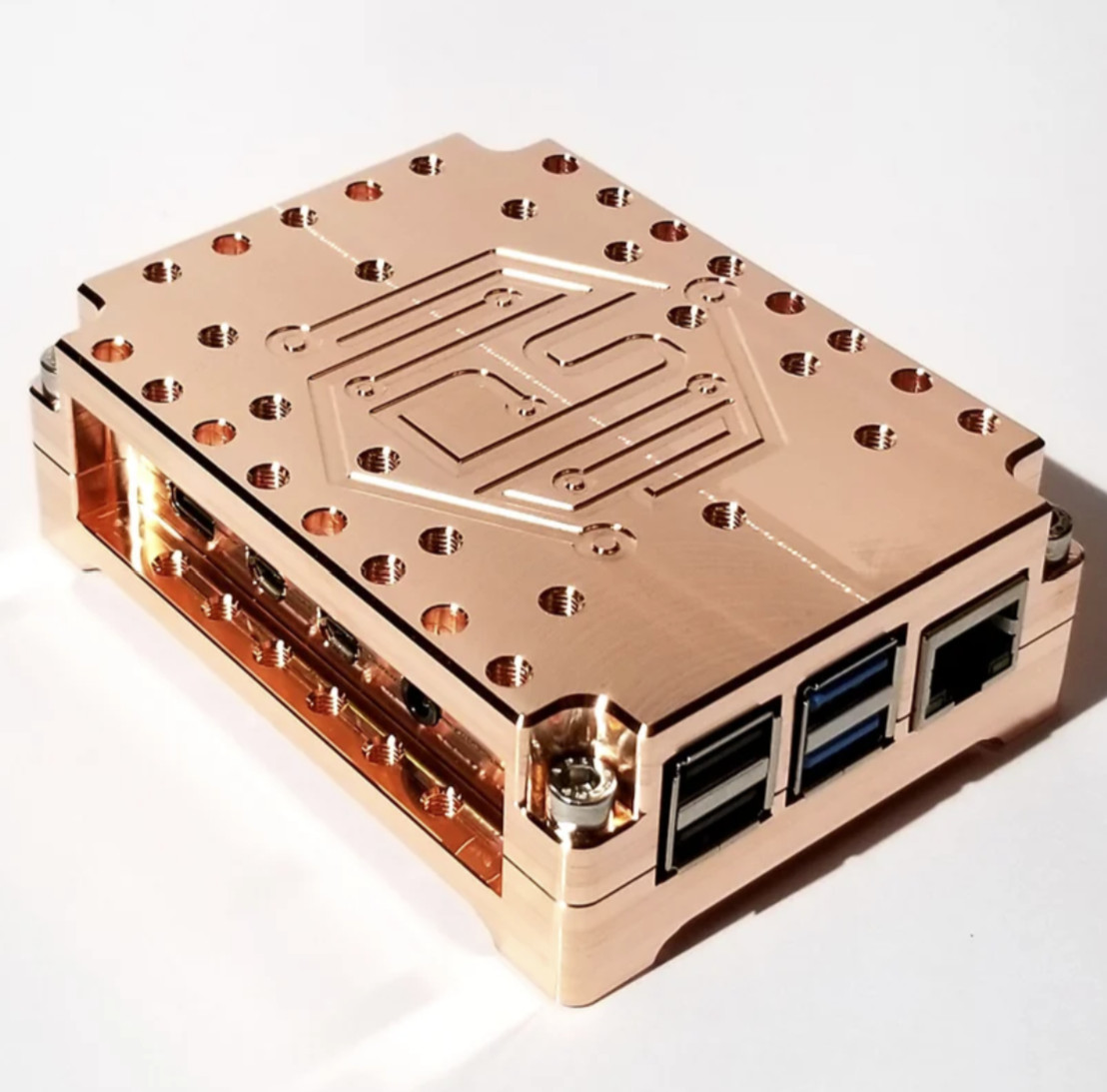 Desalvo Systems Solid Copper Maker Block Case for Raspberry Pi 4 (DS012-C)
