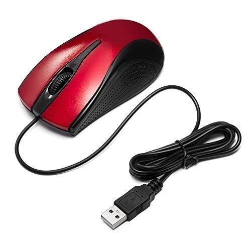 USB 2.0 Optical Wired Scroll Wheel Mouse Mice for PC Laptop Notebook Desktop Red