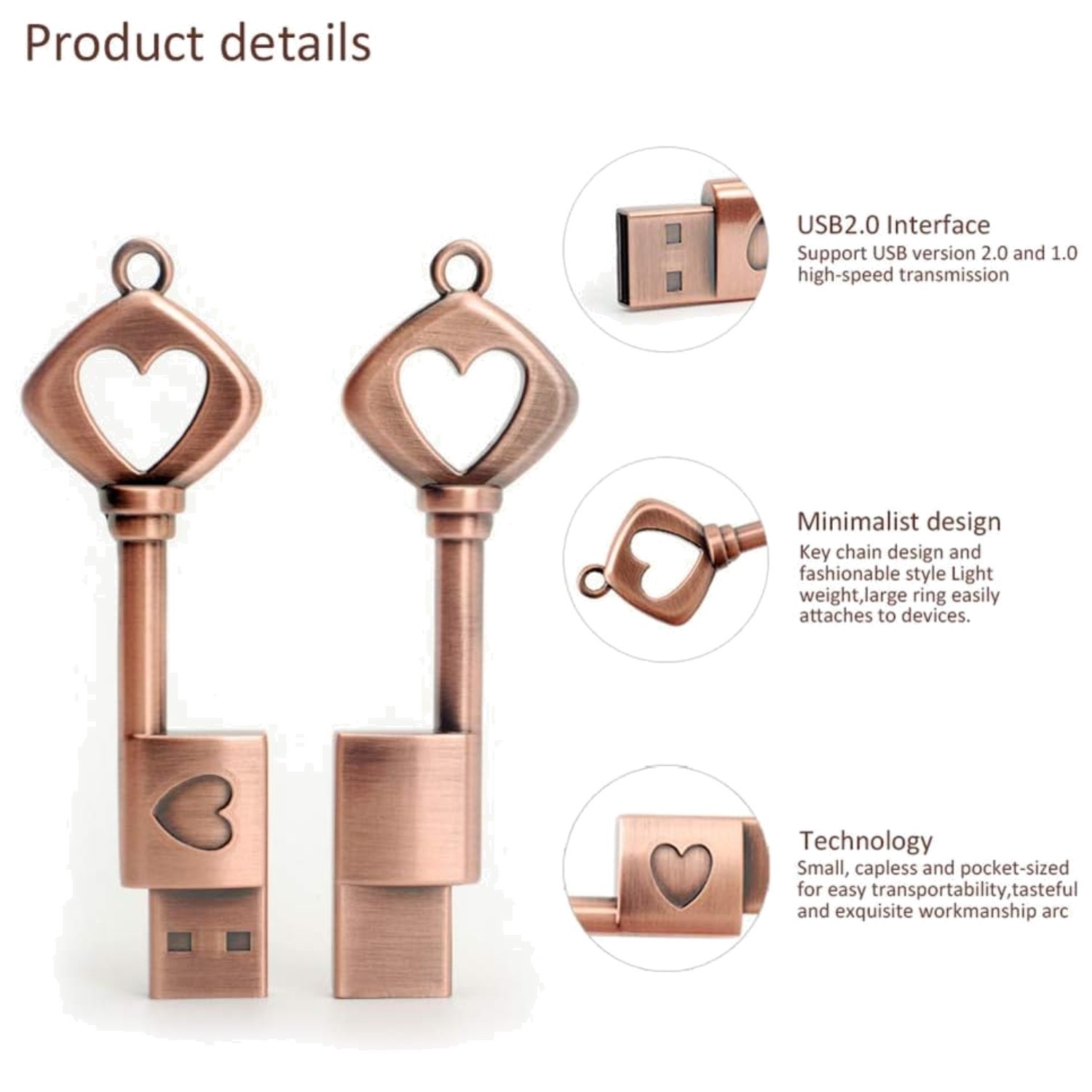 Love Heart Key Shaped USB Flash Drive 32GB