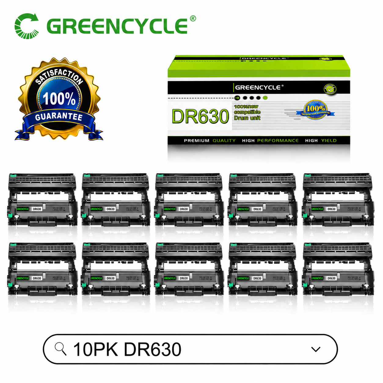 10 Pack DR630 Drum Unit Compatible with Brother HL-L2320D HL-L2340DW HL-L2380DW