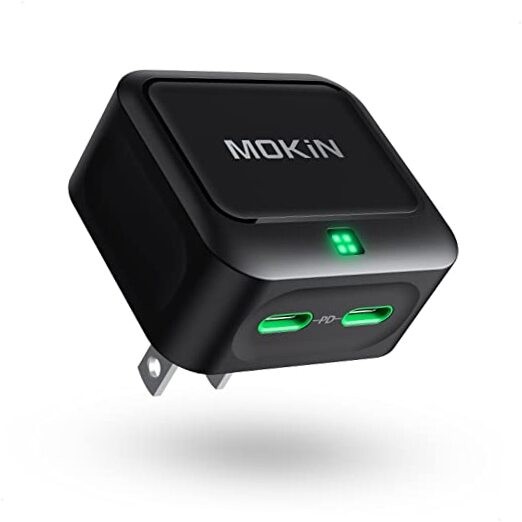 USB C Charger Block 40W, Dual Port Type C Fast Charging Block GaN+ PD Black