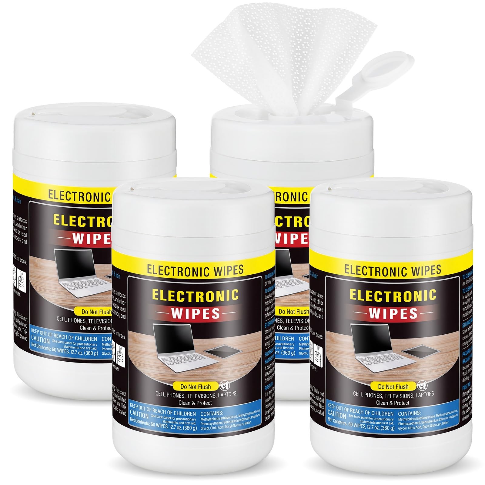 4 Pack 240 Count Electronic Wipes Screen Cleaner Wipes for Computer Laptop Mo...