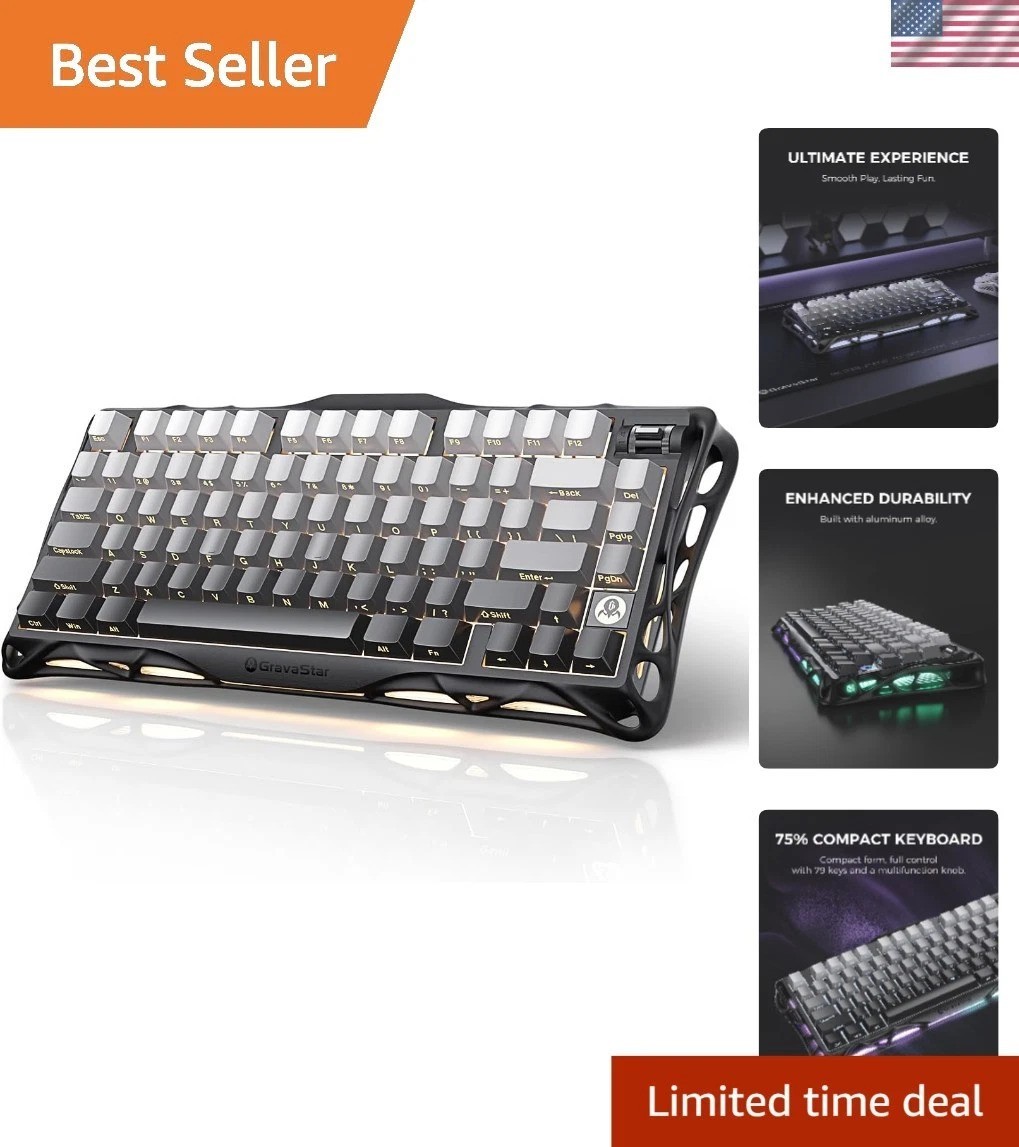 Mercury K1 75% Mechanical Gaming Keyboard - Gasket-Mounted, RGB Backlit, Stylish