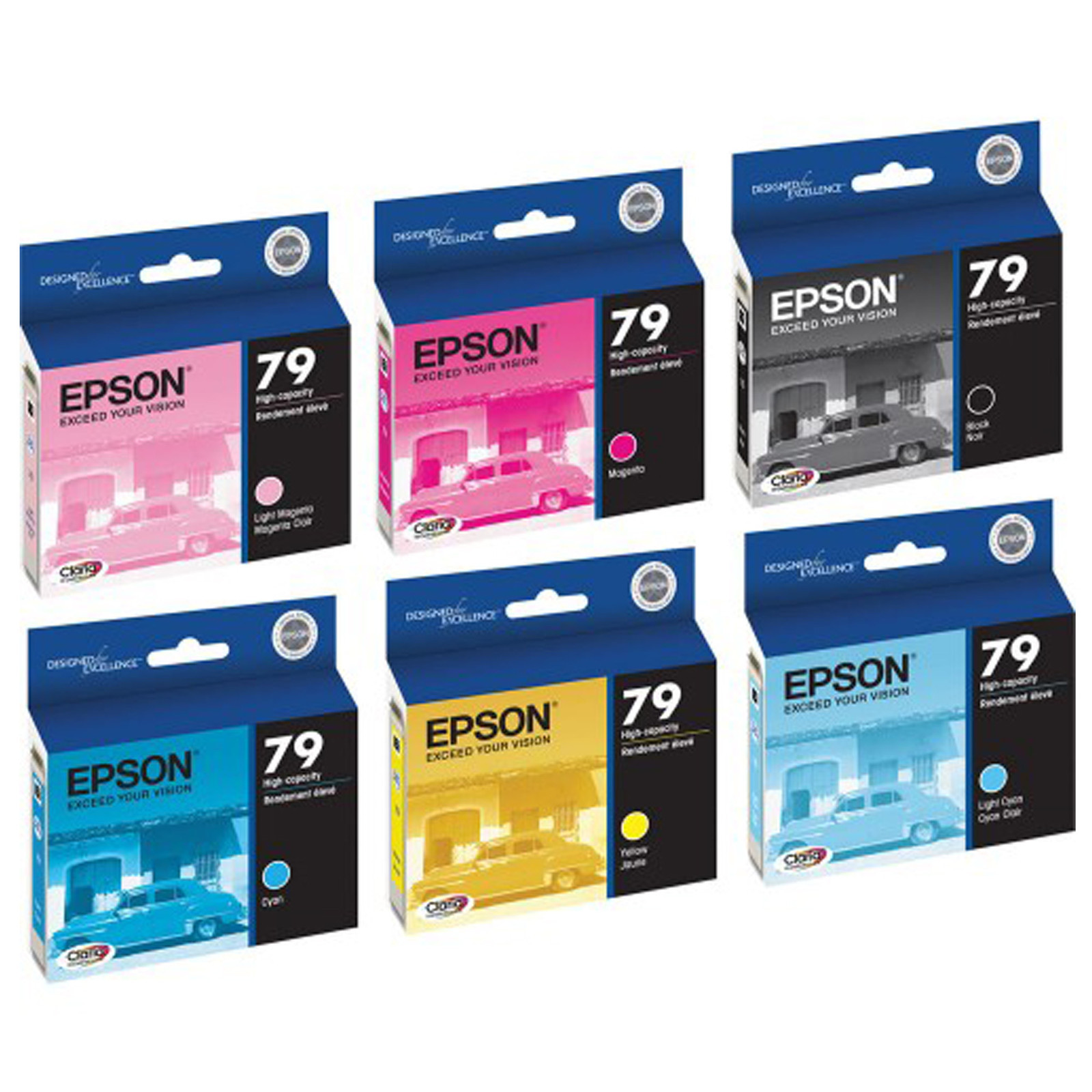 Epson 79 Ink 6 pack Set for Artisan Stylus Photo 1400, 1430 printers