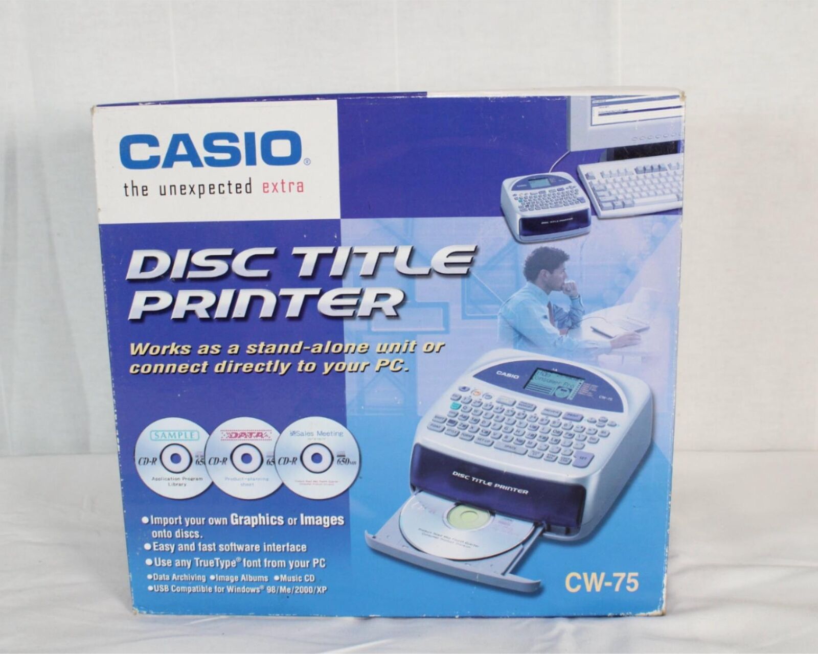 Casio CW-75 Disc Title Printer W/Qwerty Keyboard Brand New A304