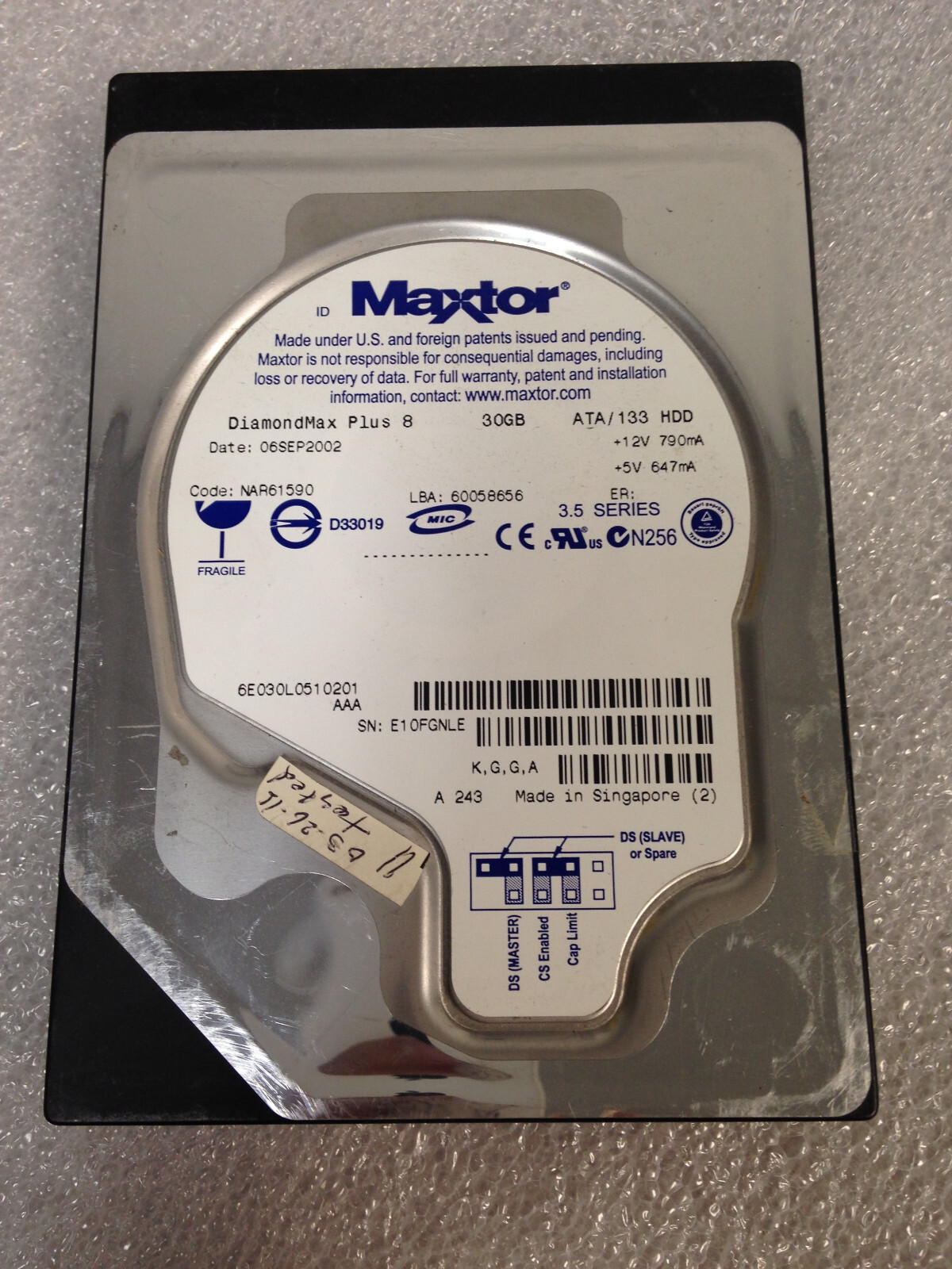 MaxtorDiamondMax Plus8 NAR61590 6E030L0510201 IDE3.5'' 30GB 7200RPM Hard Drive"