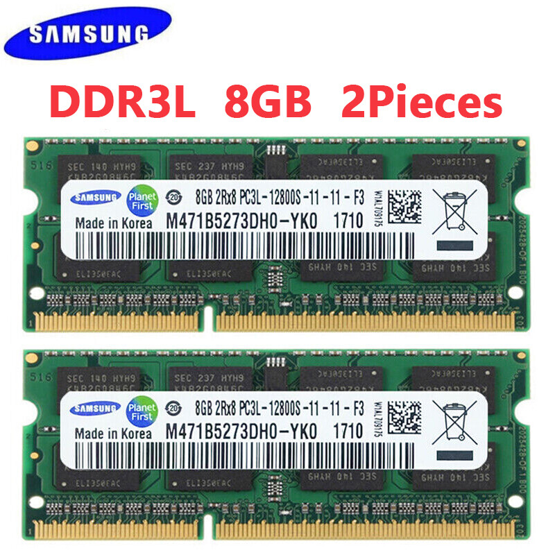 SAMSUNG 16GB 2x8GB DDR3L 1600MHz PC3L-12800S SO-DIMM Laptop Memory 1.35V 204Pins