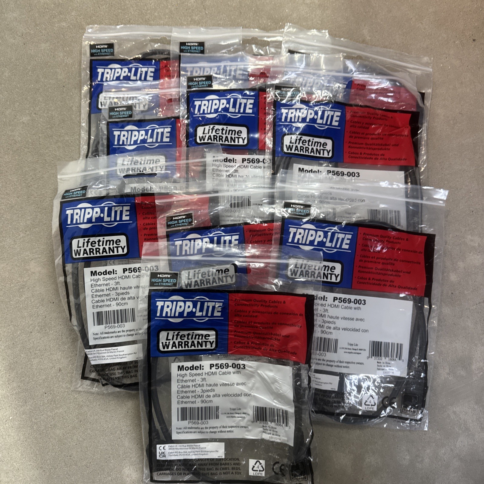 TRIPP LITE P569-003 3FT HIGH-SPEED HDMI CABLES W/ETHERNET,DIGITAL VIDEO (10 Pack