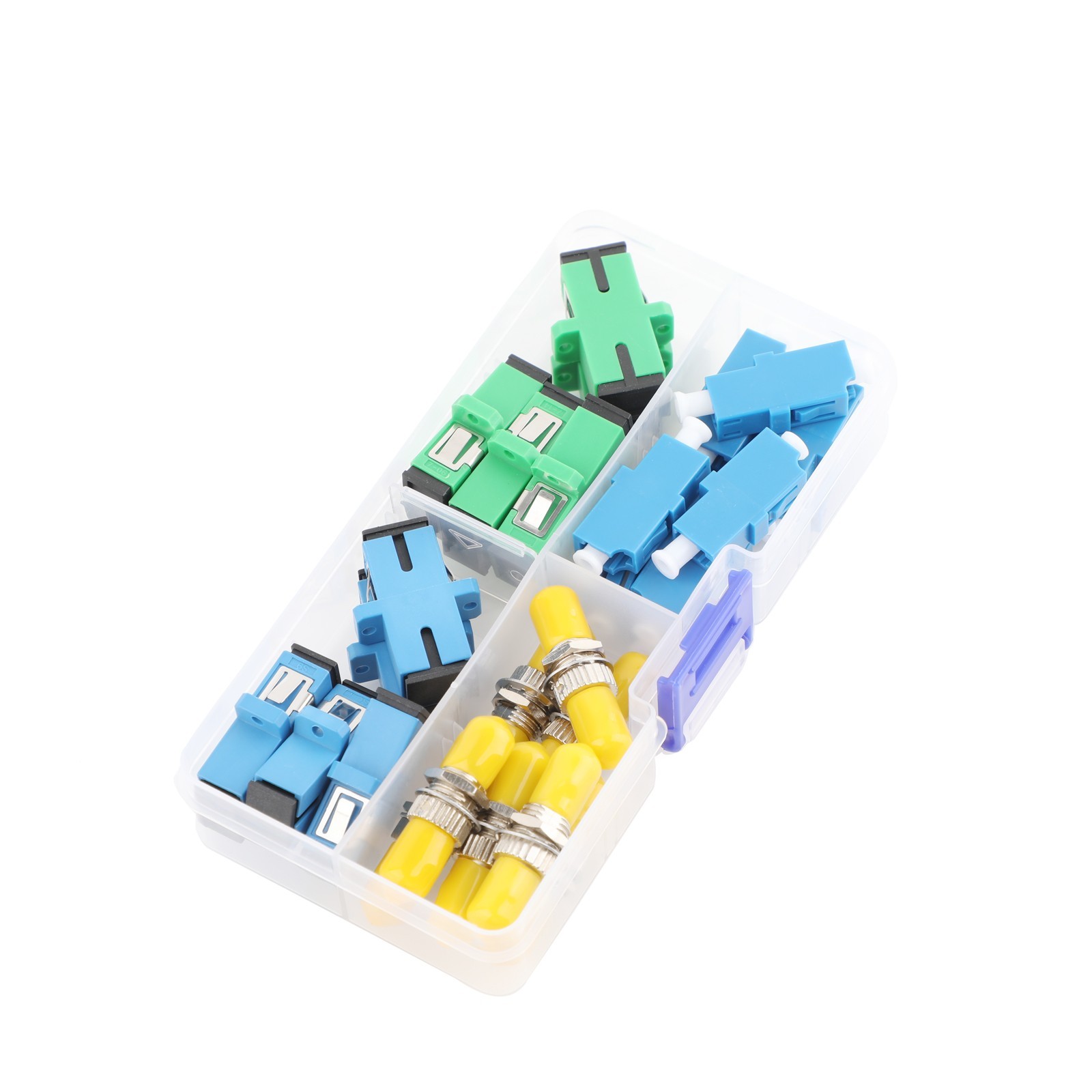 Fiber Optic Coupler Kit 28PCS Fiber Adapter Kit for SC/APC/UPC ST LC Cables