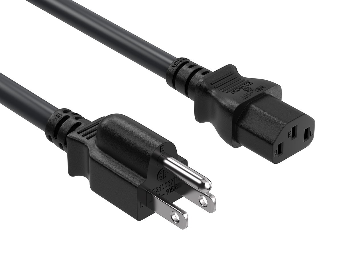 4ft NEMA 5-15P to C13 Heavy Duty Computer Power Cord, 14 AWG SJT, 15A/125V, B...