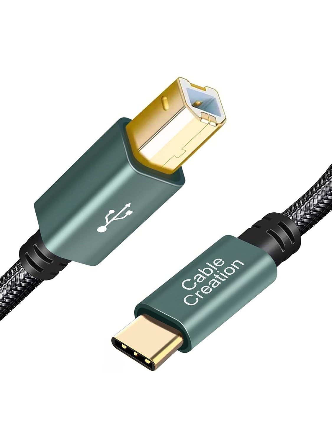 USB B to USB C 6.6 FT Printer Cable, MIDI Cable, Nylon Braided USB B to C Cord f