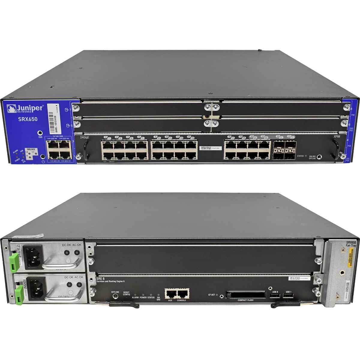 Juniper SRX650 32-Port GE Gateway Firewall + Modules SRE 6 +Modules SRX-GP-24GE