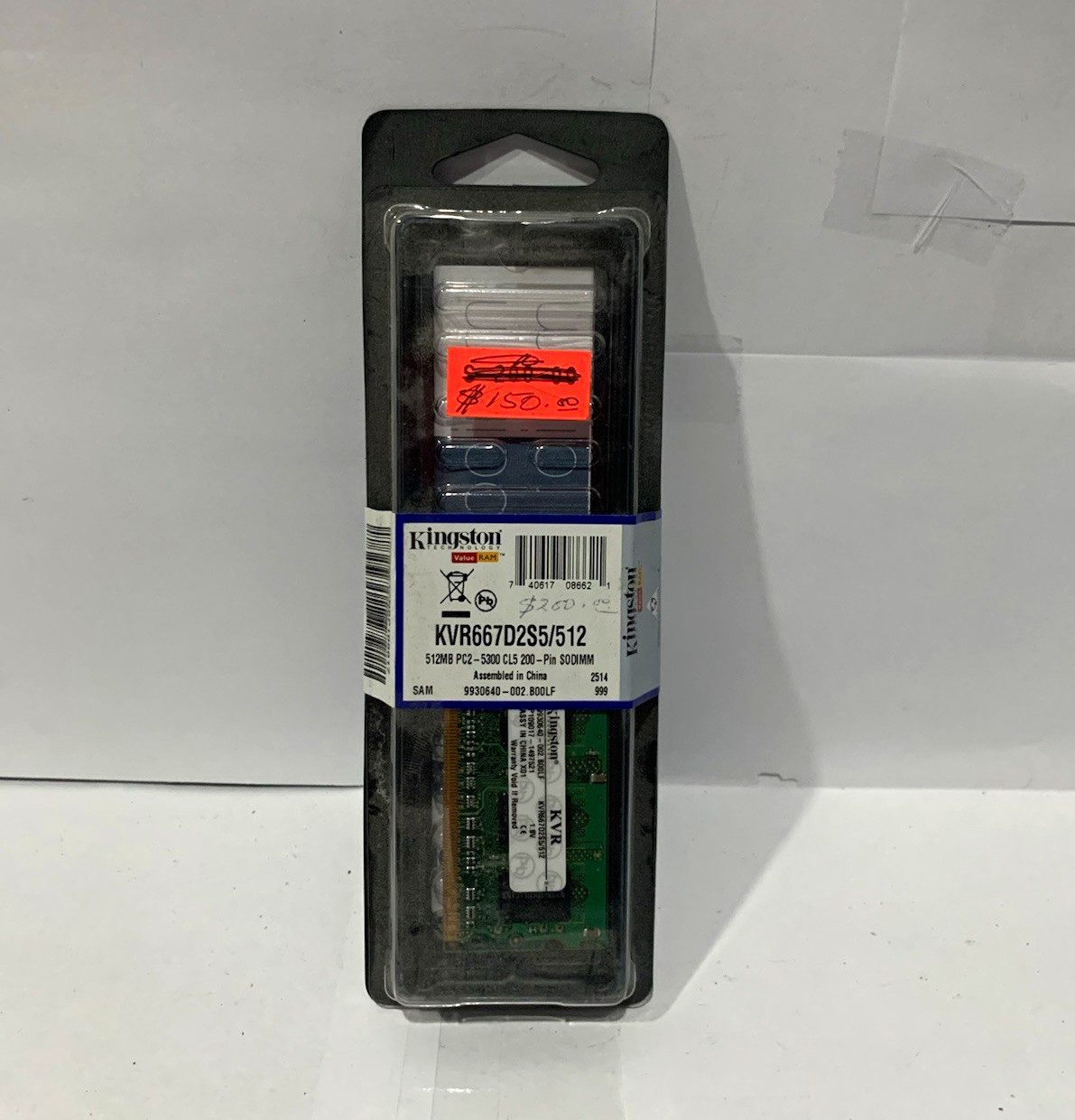 Kingston ValueRAM 512MB DDR2 PC2-5300 200-Pin SO-DIMM  KVR667D2S5/512 (LOT OF 3)