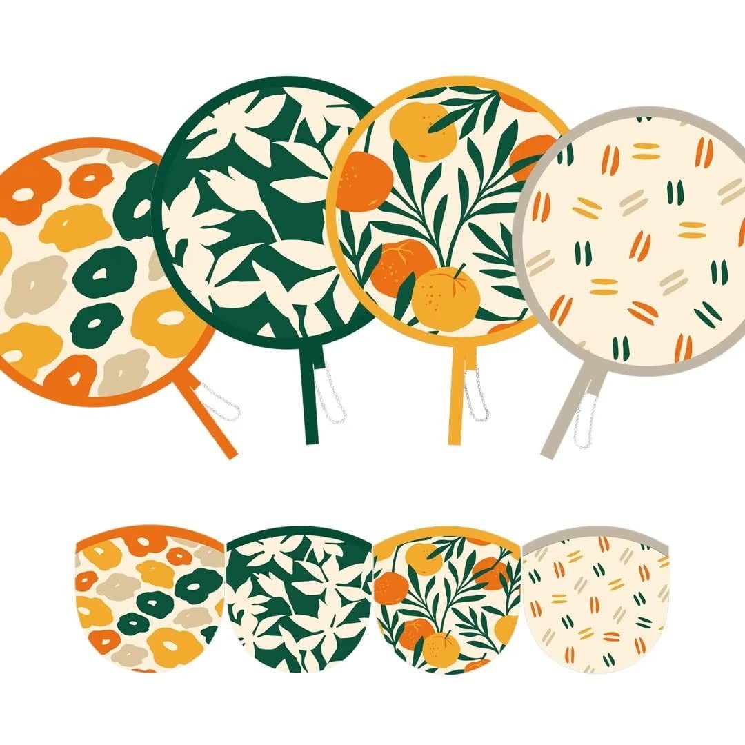 SUJJY 4 PCS 4 Abstract Styles 7.8inch * / 20cm * 20cm, Orange & Green 