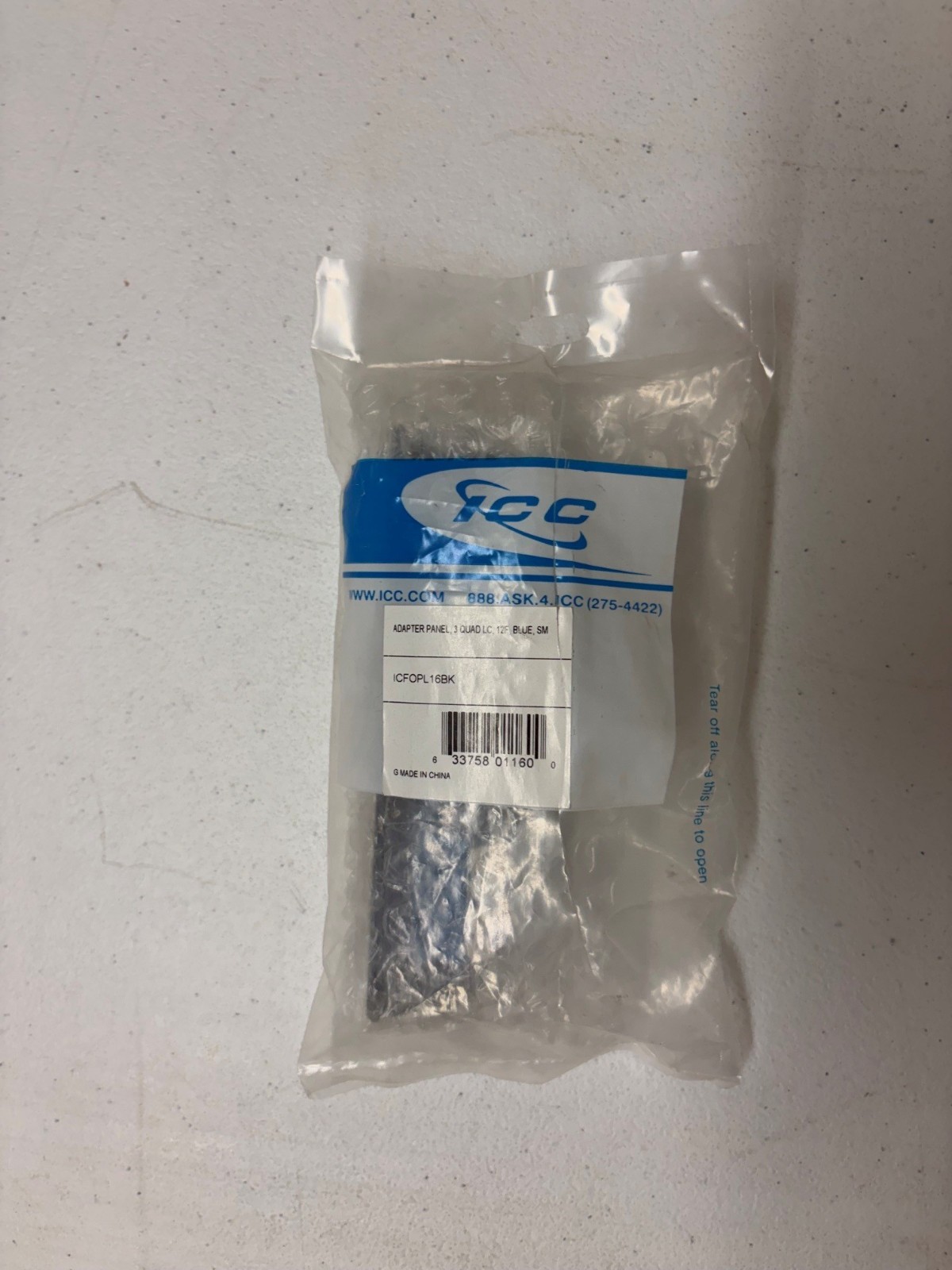 ICC ICFOPL16BK Fiber adapter panel, Single mode, LC, 12 fiber