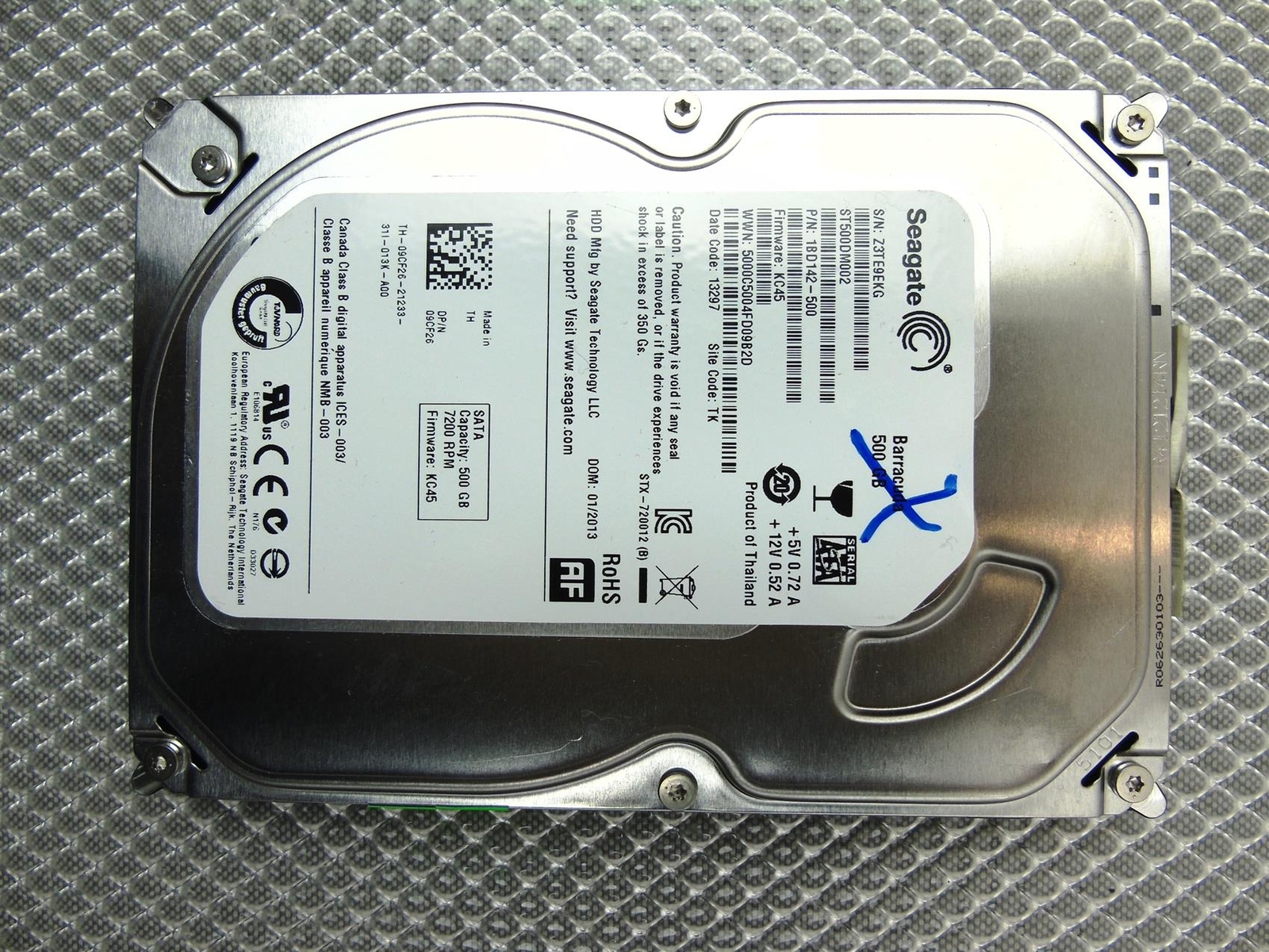 Dell Seagate 500GB ST500DM002, 7.2K, 3.5" SATA HDD Hard Drive - 09CF26, 9CF26