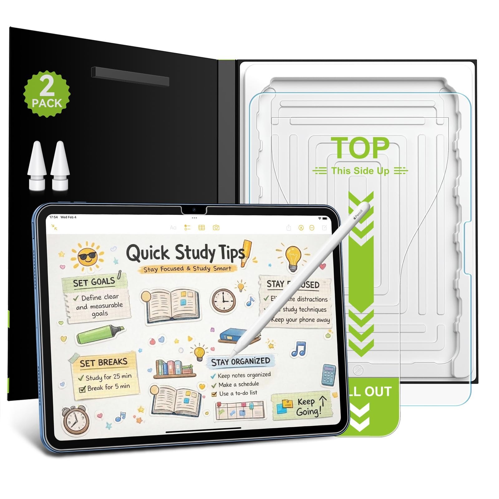 2-Pack Matte Tempered Glass Screen Protector for iPad A16 11/10.9" - Anti-Glare,