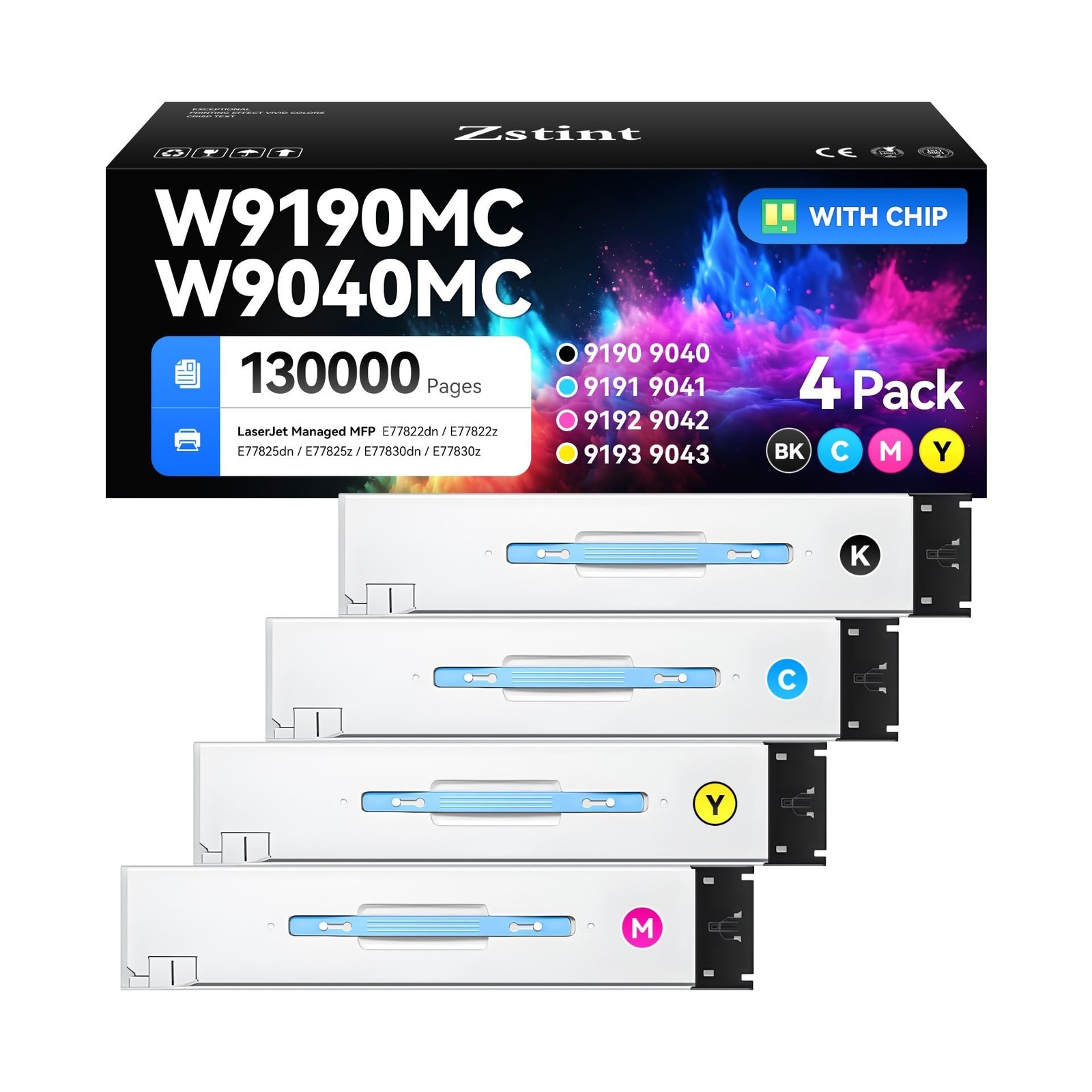 W9190MC W9040MC Toner Cartridge Set 4-Pack W9041MC W9042MC W9043MC W9191MC W9...