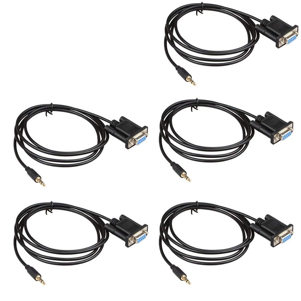 5 PCS DB9Pin Female To DC3.5mm Serial Cable 6Feet Black PC Accessories DIY