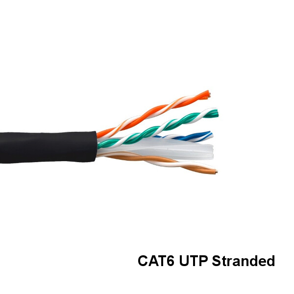 Kentek Black 1000ft Cat6 UTP Stranded Ethernet Bulk Cable 24AWG 550MHz Gigabit