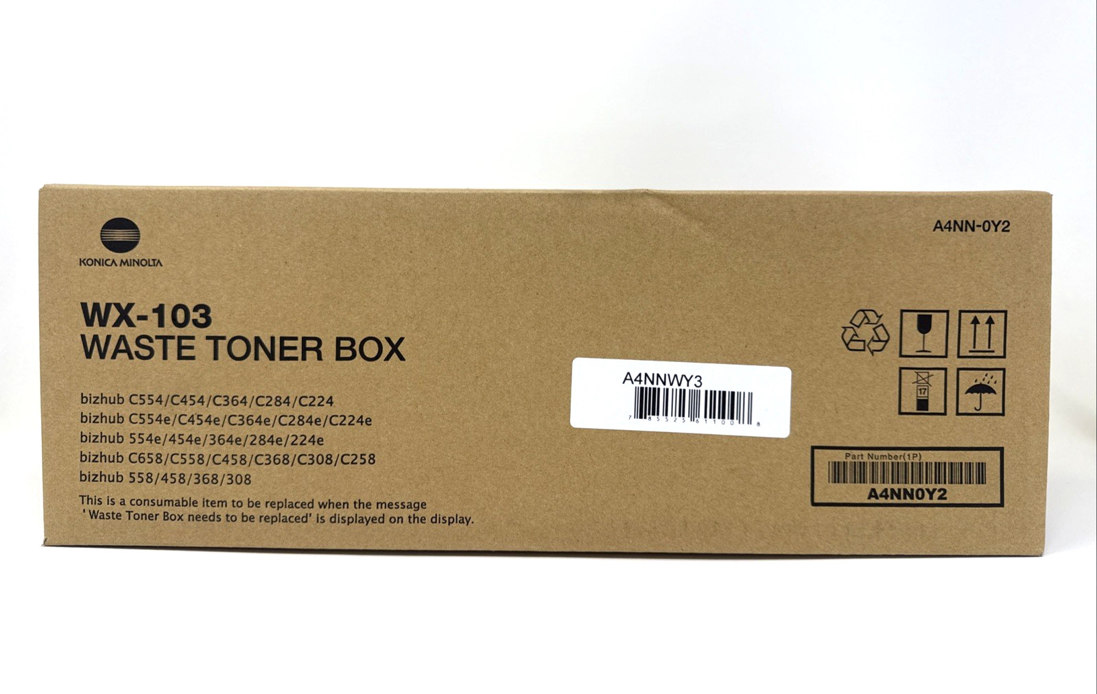 Konica Minolta WX-103 A4NN-0Y2 Waste Toner Box Genuine OEM - Brand New Bizhub