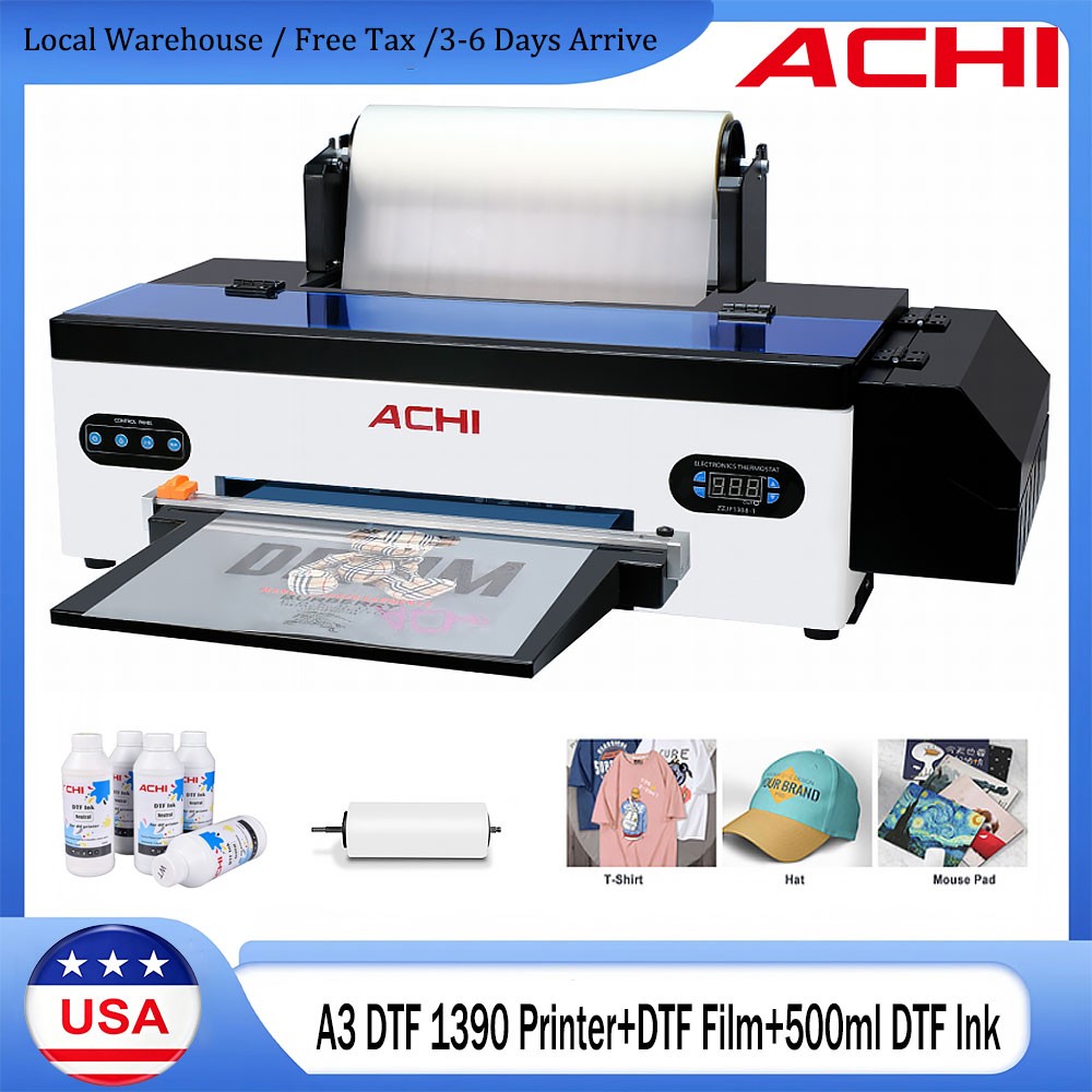 ACHI A3 1390 DTF Printer Clothes Printing Machine for T-shirt Small Business US