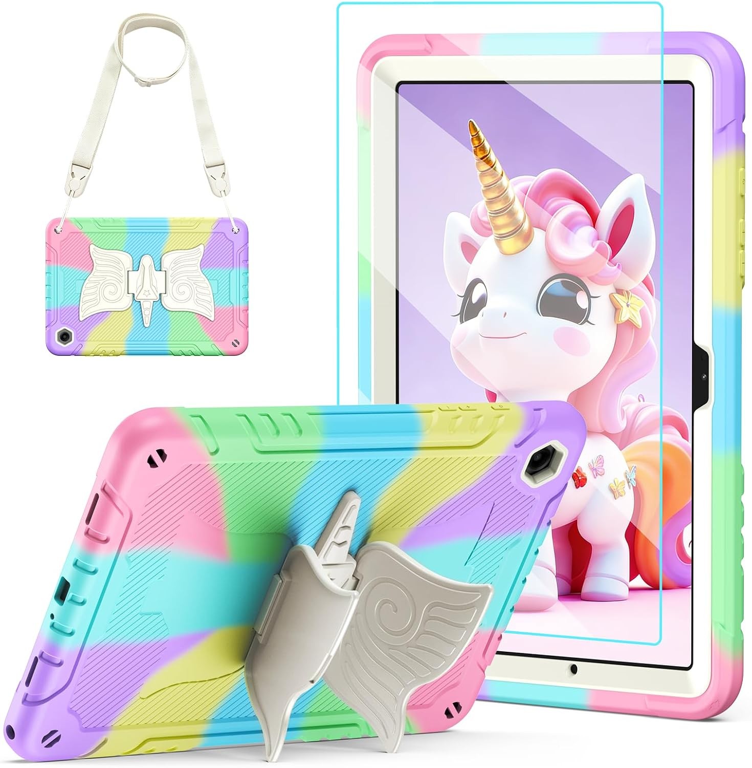 Case for Samsung Galaxy Tab A11 Plus 2025 - Kids Cover with Unicorn Stand & Stra