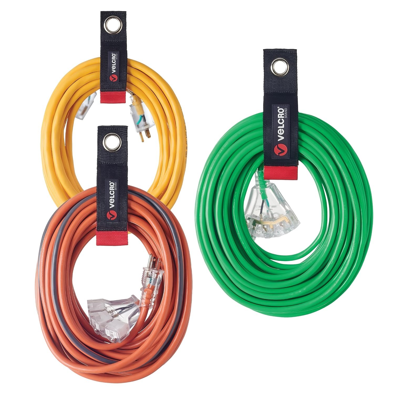 VELCRO Brand Easy Hang Extension Cord Holder Straps Variety Pack, Black Garage