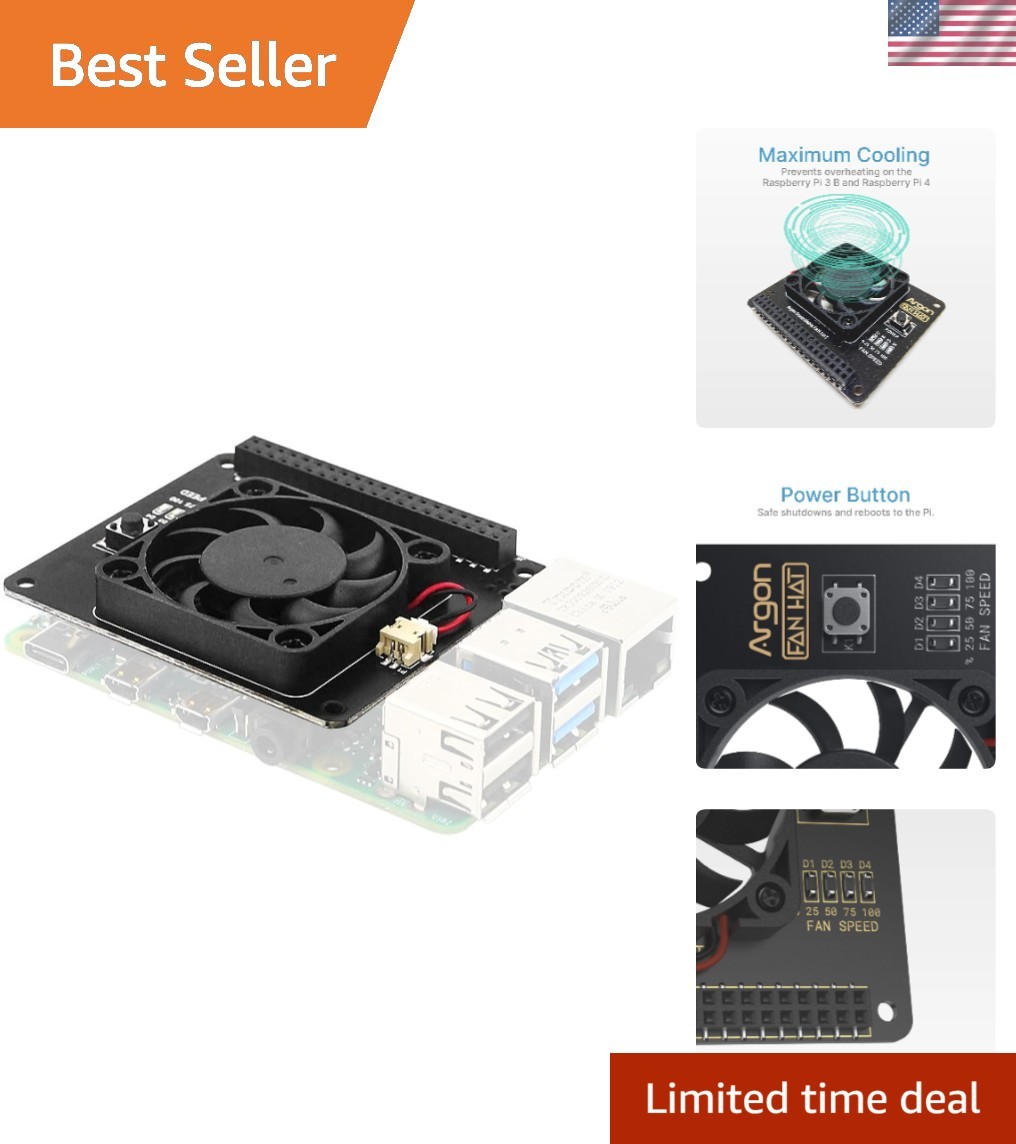 Argon Fan HAT for Raspberry Pi 4 & 3-40mm PWM Fan, Power Button