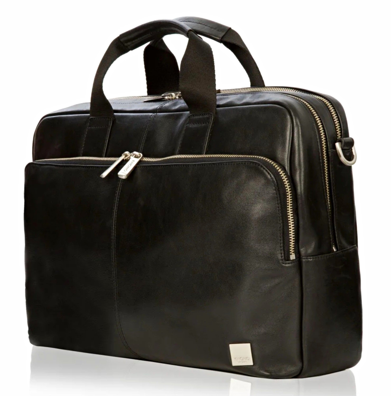 Knomo Brompton Classic/Amesbury Leather Double Zip 15" Briefcase Brown
