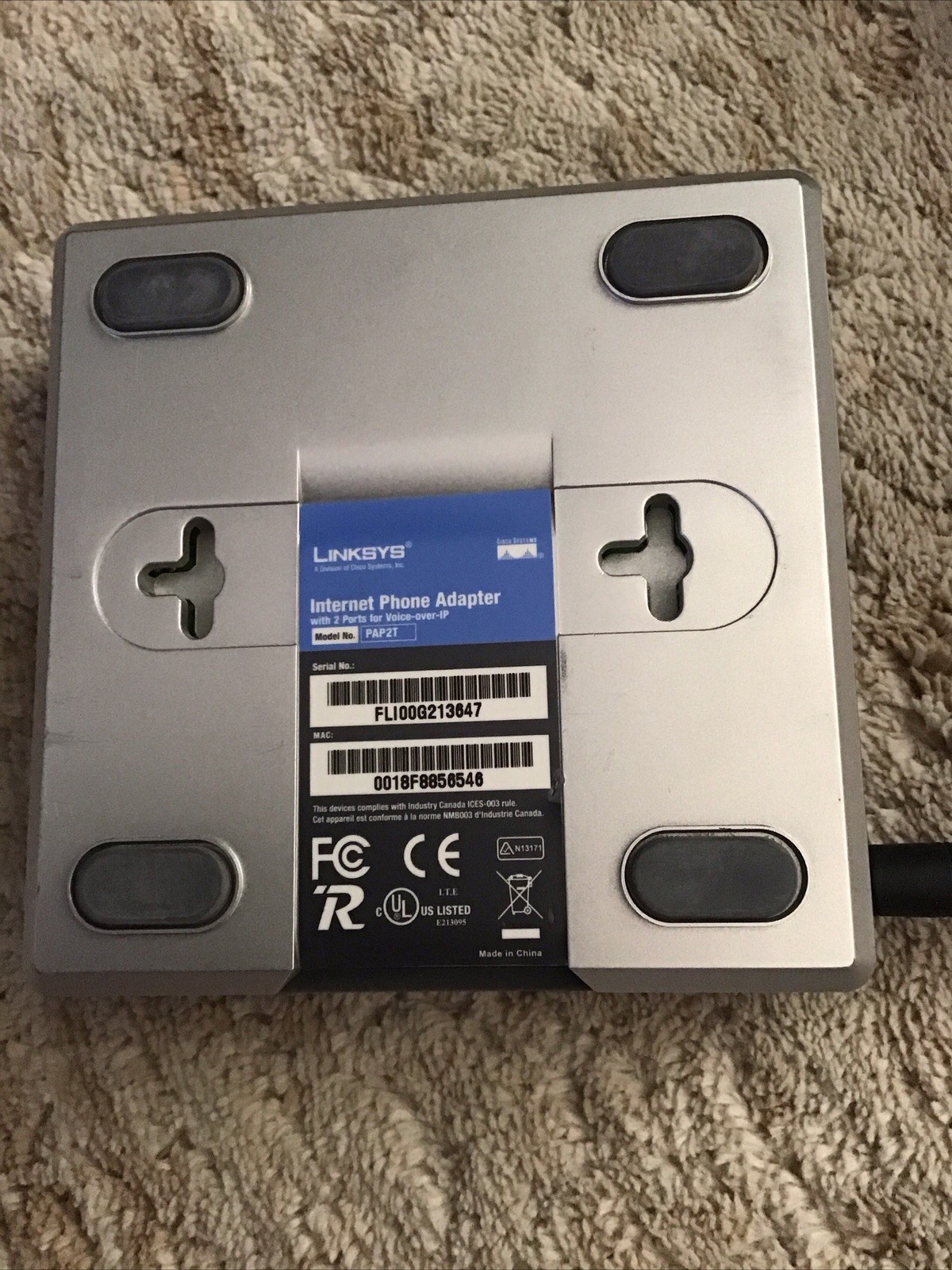 LINKSYS PAP2T-NA Networking Internet Phone Adapter