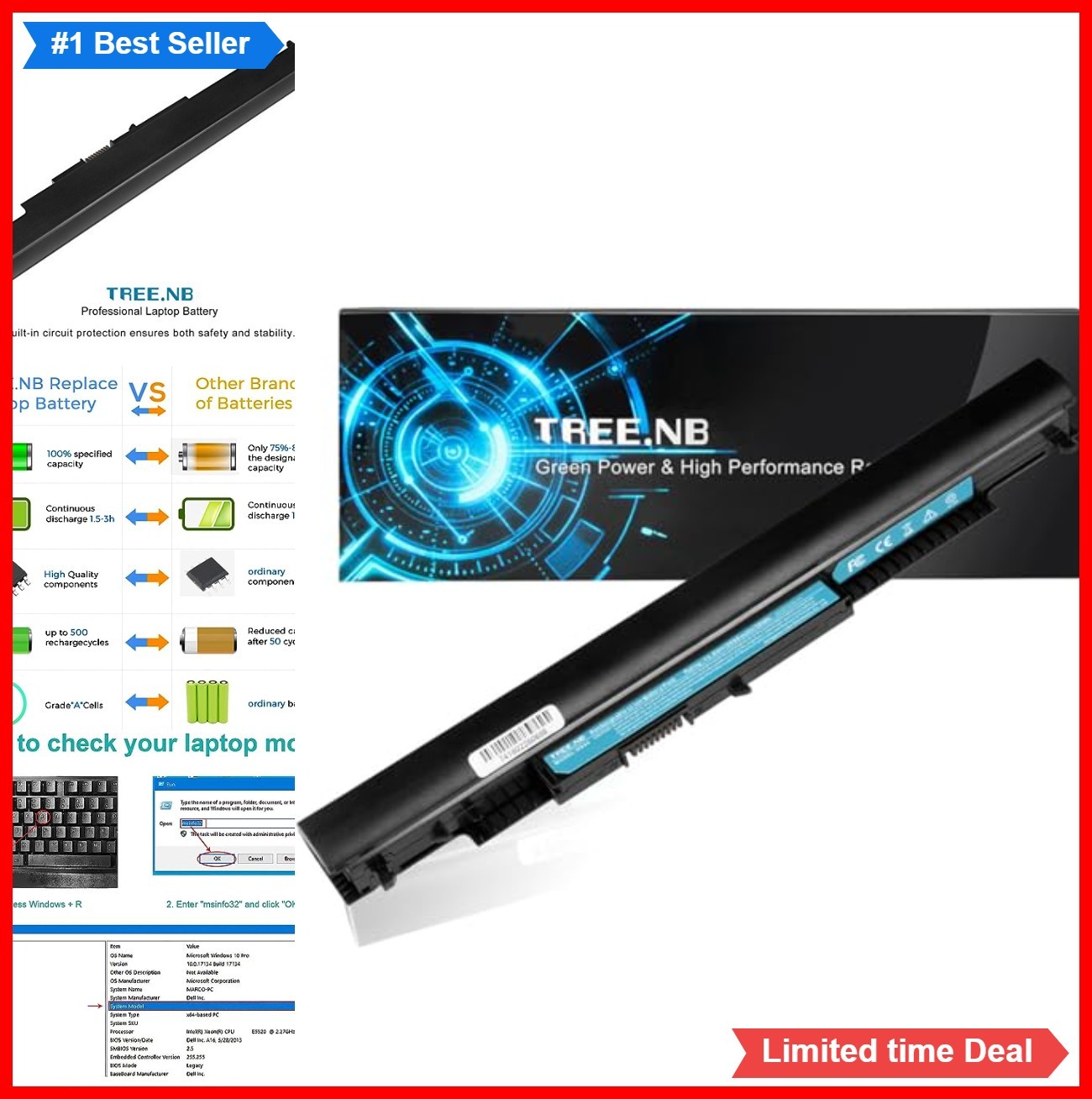Laptop Battery 14.8V 2000mAh Lithium Ion Rechargeable Replacement for Notebook
