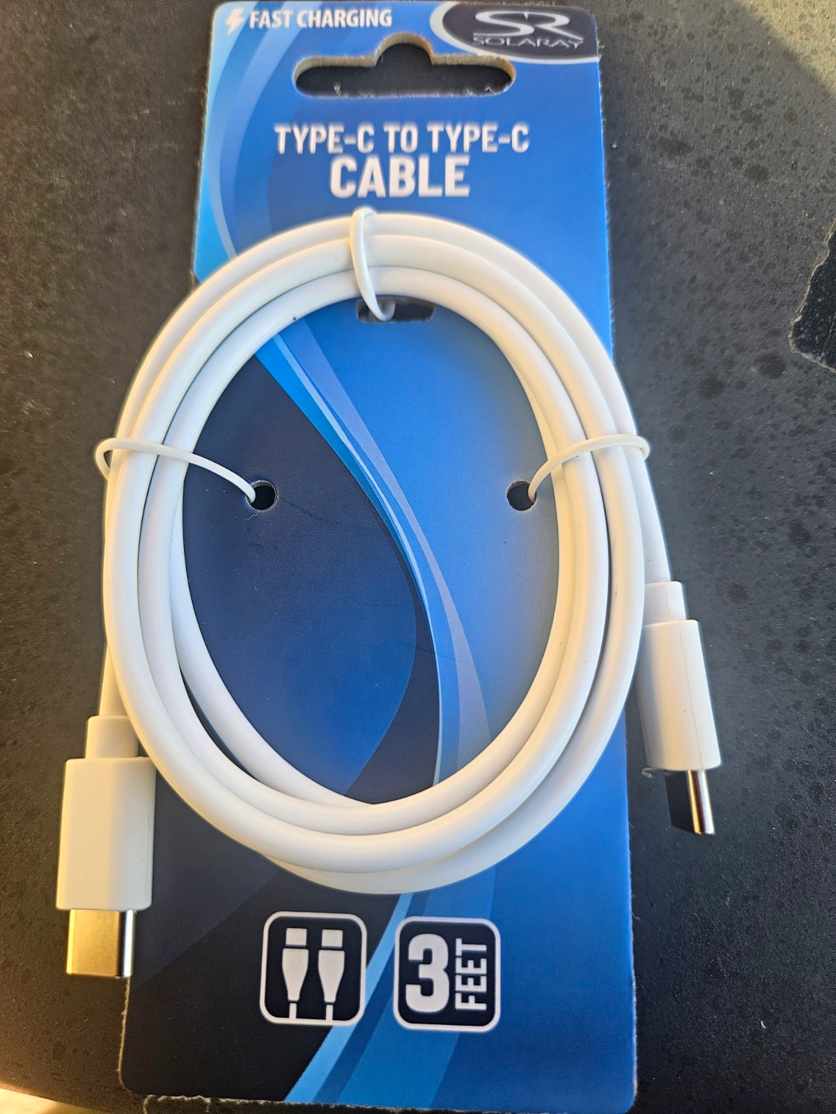 Solaray Fast Charging USB-C to USB-C USB Cable 3 ft White