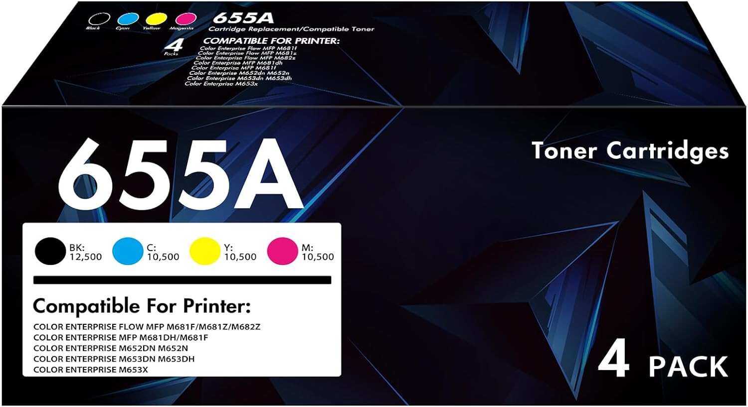 655A Toner Cartridge 4 Pack For HP 655A CF450A CF451A CF452A CF453A Color 1768