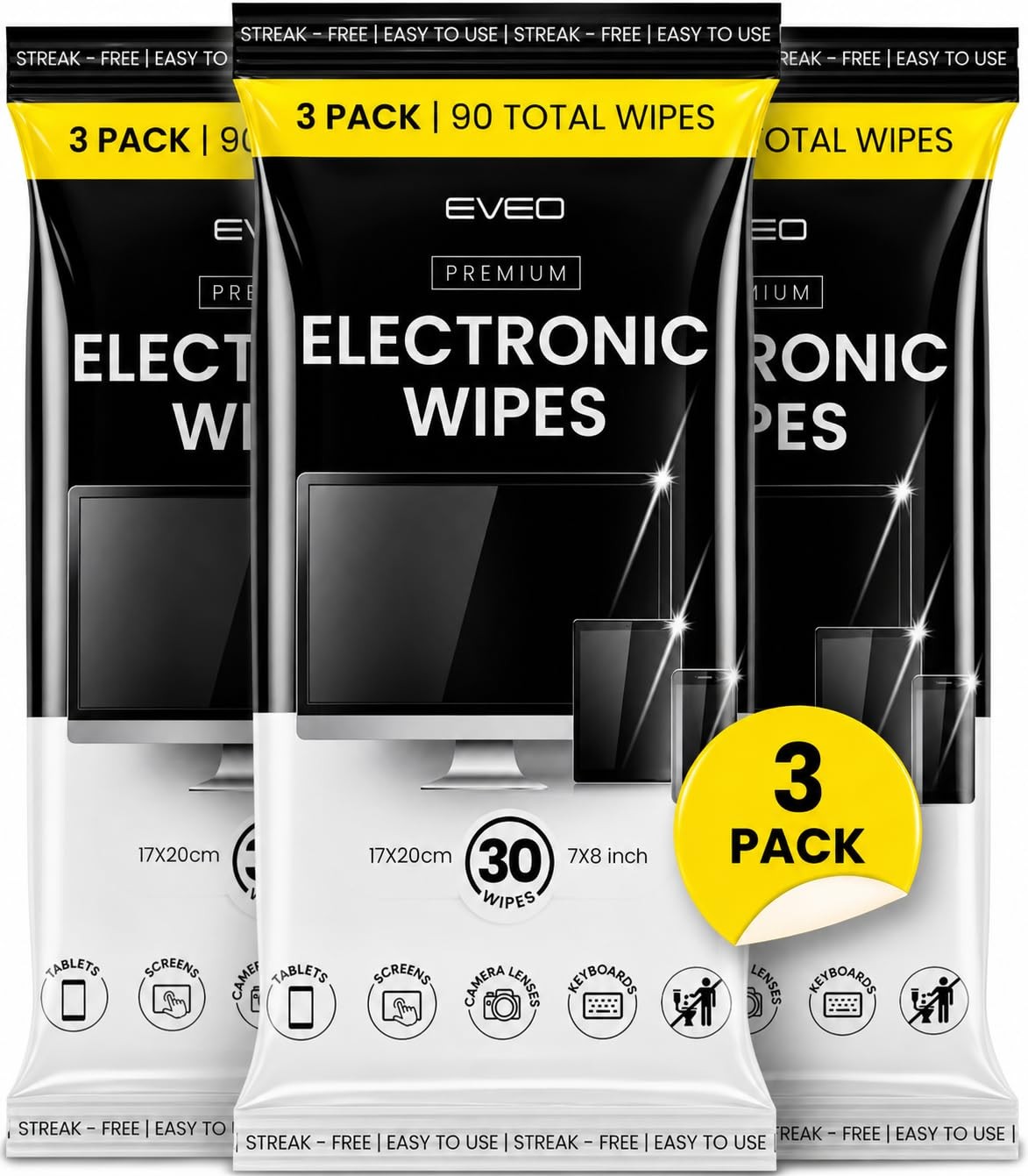 EVEO Electronic Wipes Screen Cleaner - Screen Wipes TV Screen Cleaner, 1 Count