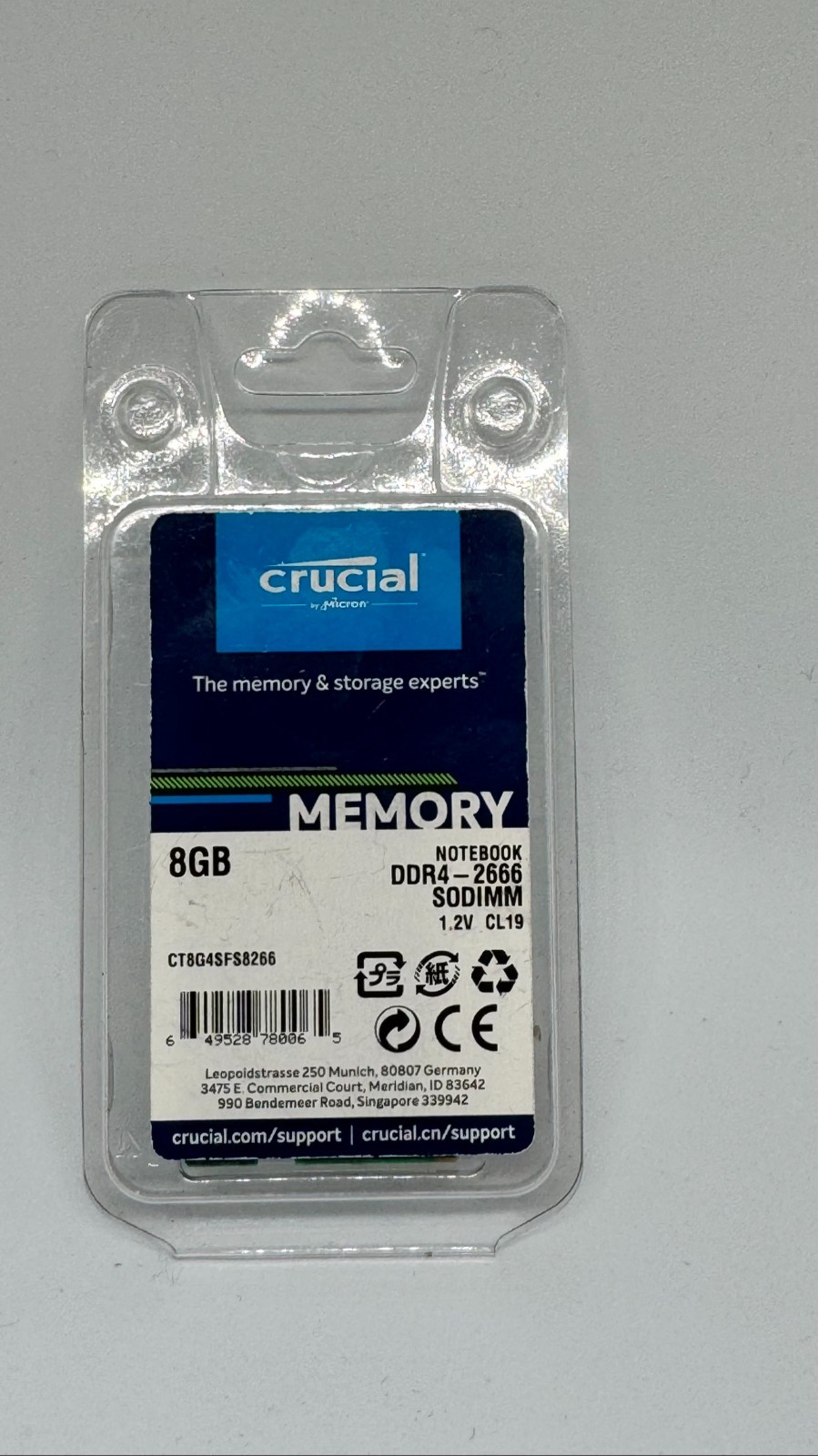 Crucial 8GB PC4-21300 (DDR4-2666) Memory (CT8G4SFS8266)