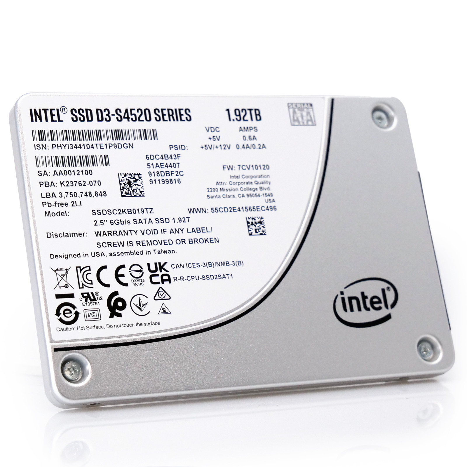 Intel D3-S4520 S4520 SSDSC2KB019TZ01 SATA 6Gb/s 1.92TB 2.5