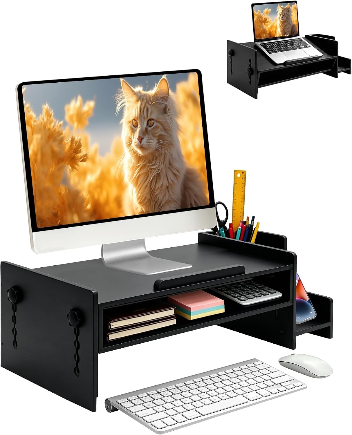 MyPlace Bamboo Monitor Stand Riser with Adjustable Height and Angle