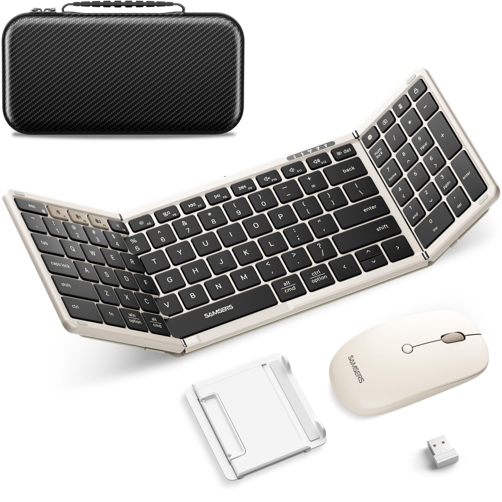 Samsers Foldable Keyboard and Mouse, Bluetooth Combo, 2.4G + BT5.0 x 2, Full Siz